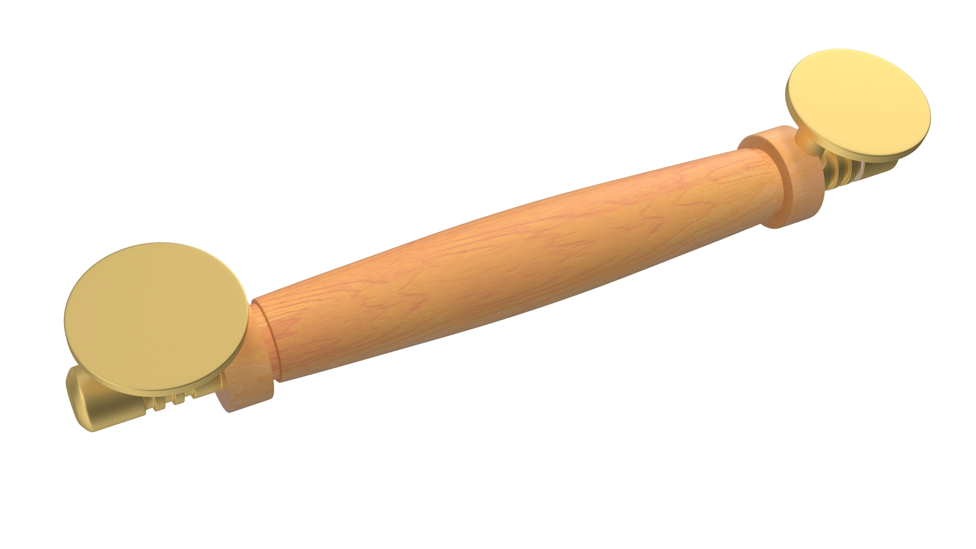 3D model Door Gold Handle with Wooden Oval Insert