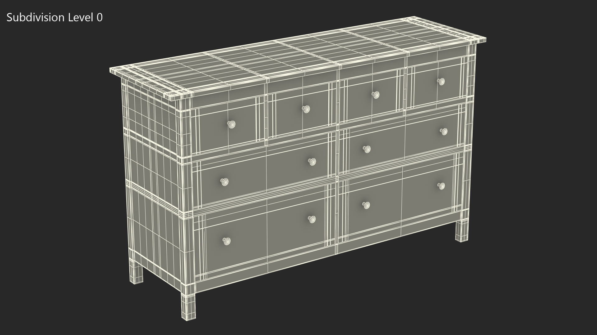 3D Hemnes Ikea 8 Drawer Dresser Dark Gray model