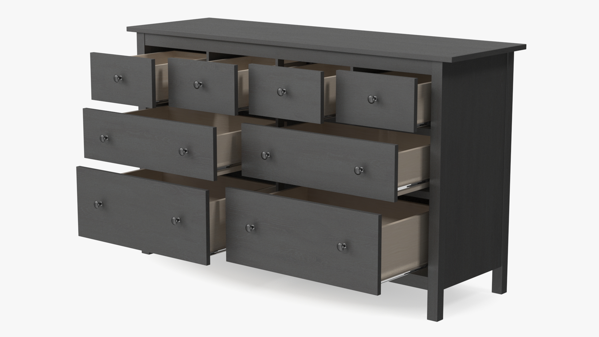 3D Hemnes Ikea 8 Drawer Dresser Dark Gray model