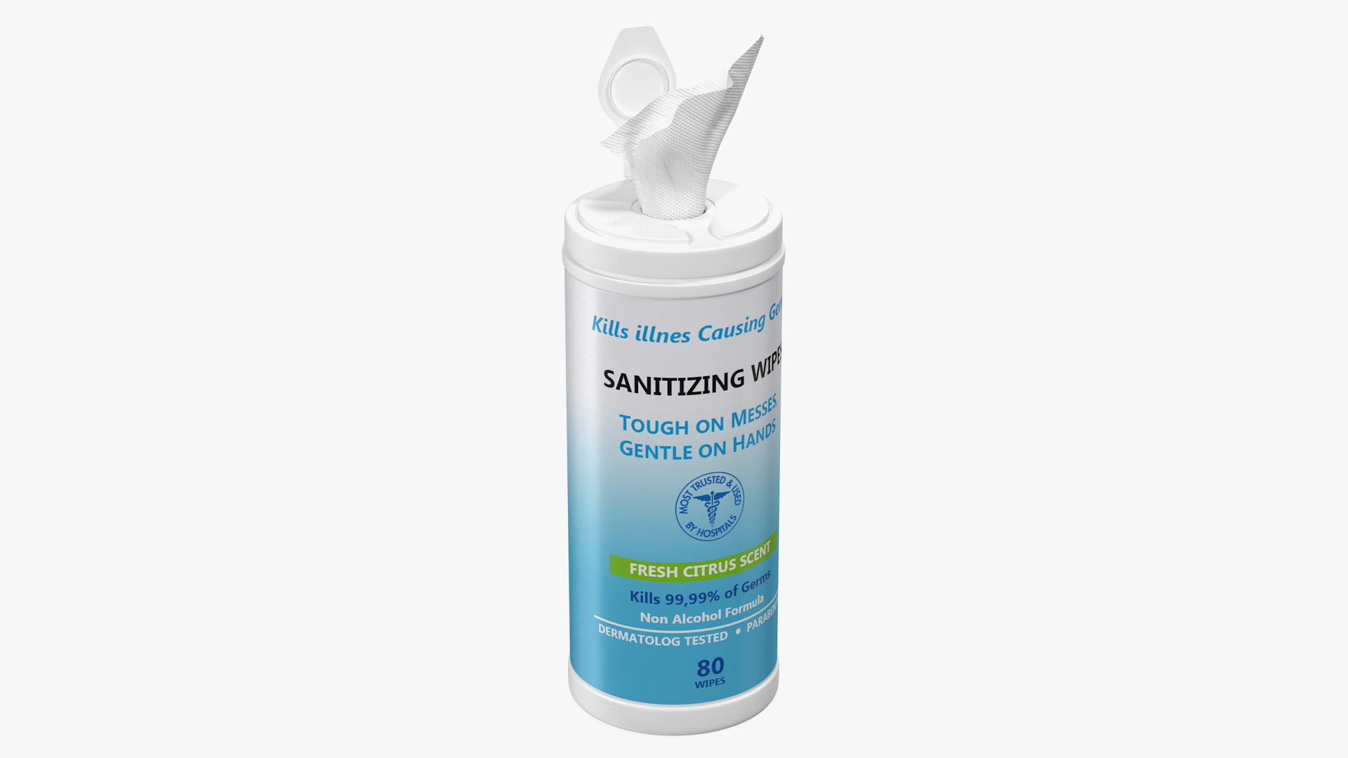 Opened Sanitizing Wipes 80 Count Small Canister 3D