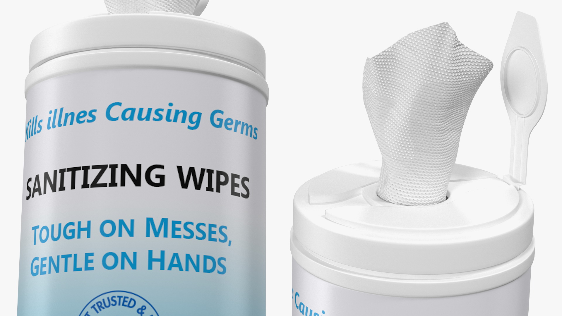 Opened Sanitizing Wipes 80 Count Small Canister 3D