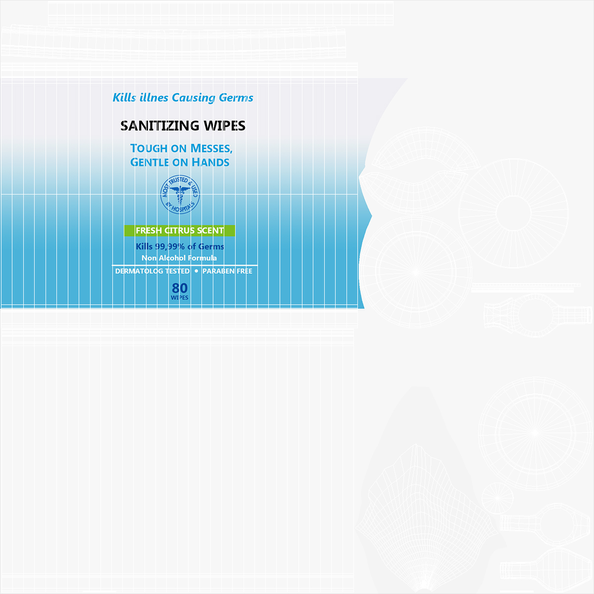Opened Sanitizing Wipes 80 Count Small Canister 3D