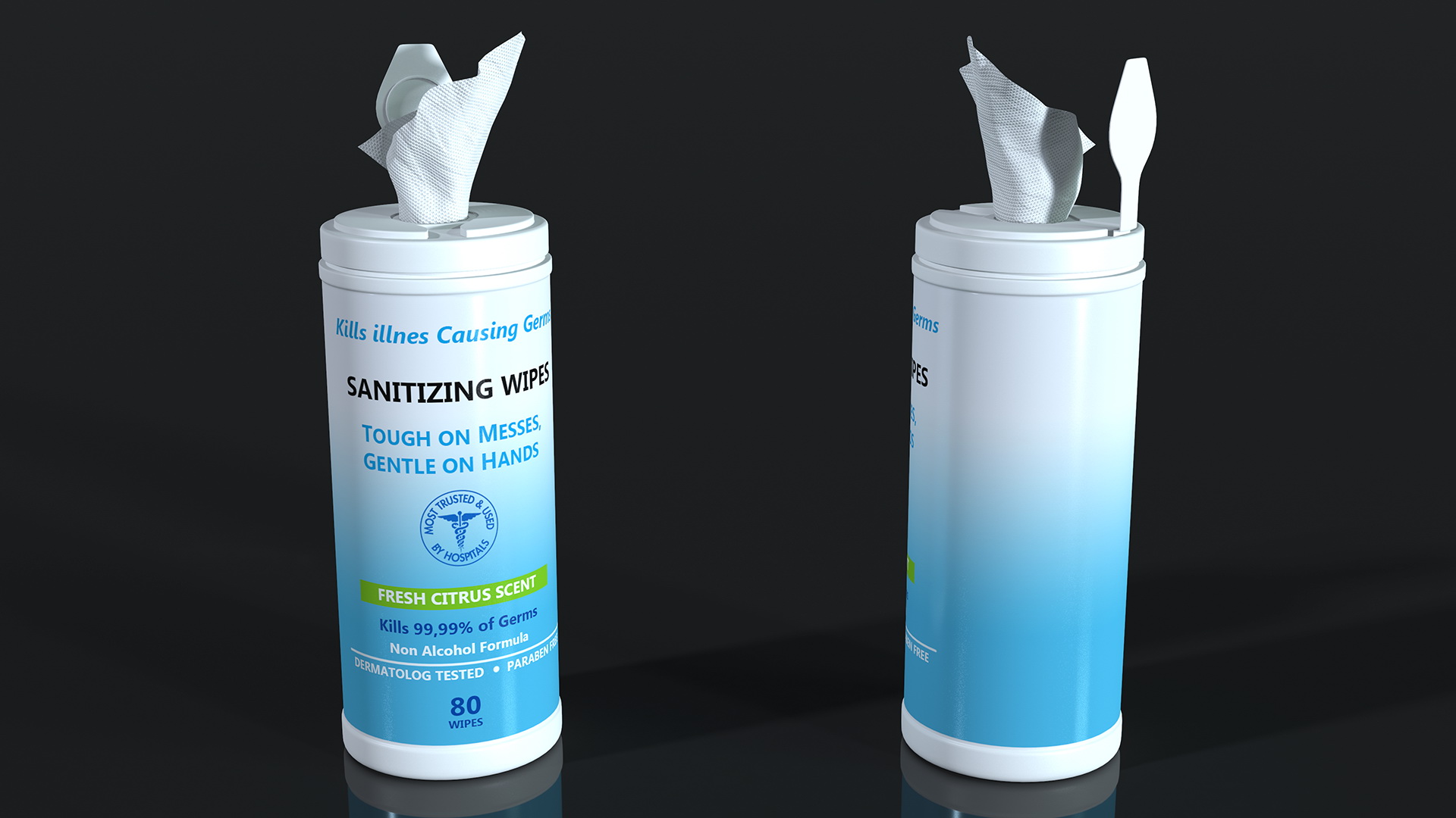 Opened Sanitizing Wipes 80 Count Small Canister 3D