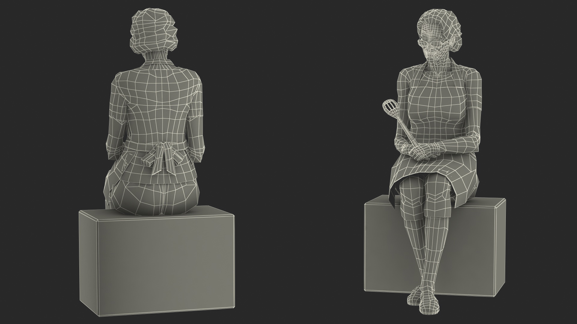 Old Lady wearing Apron Siting Pose 3D model