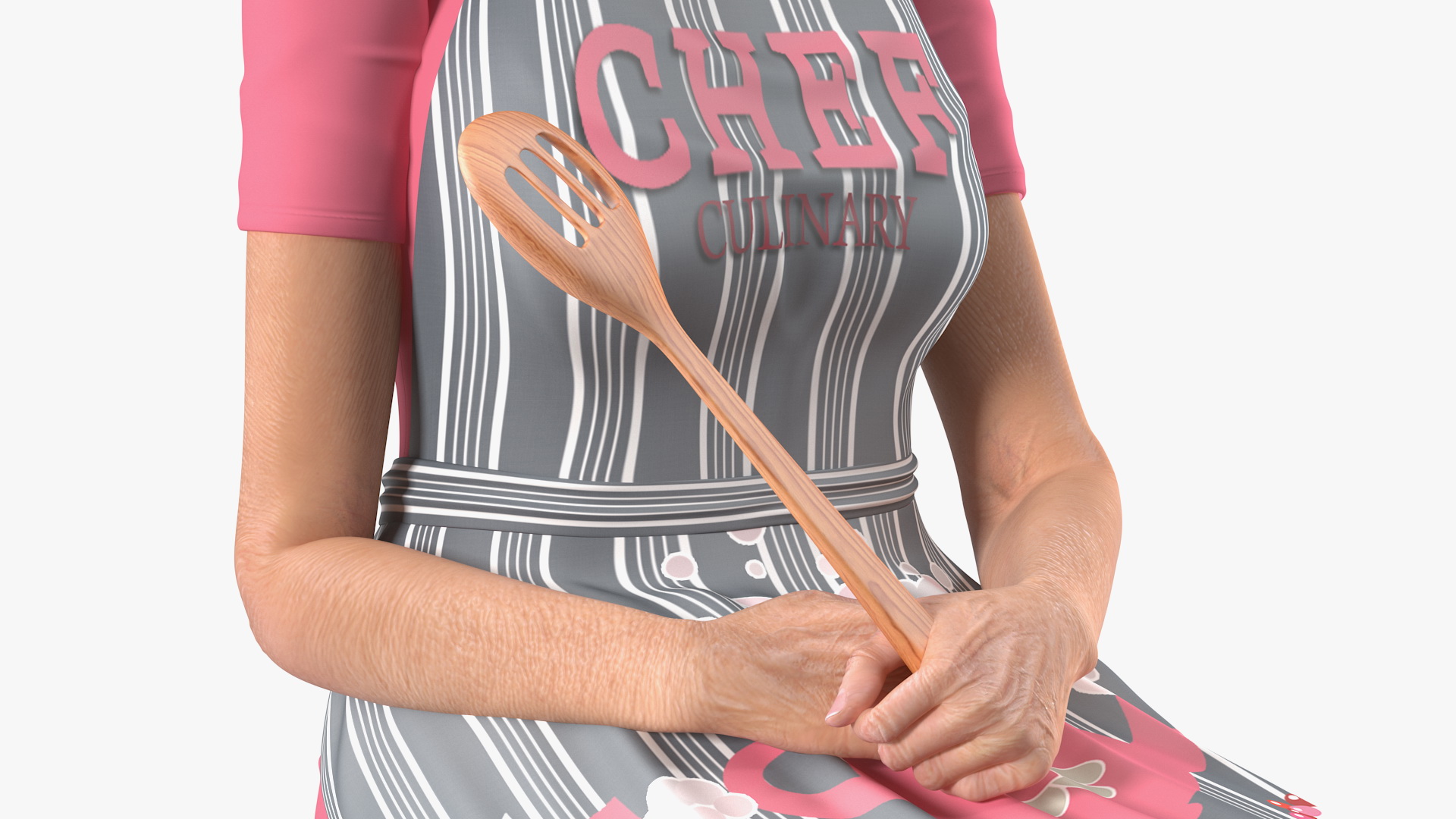 Old Lady wearing Apron Siting Pose 3D model