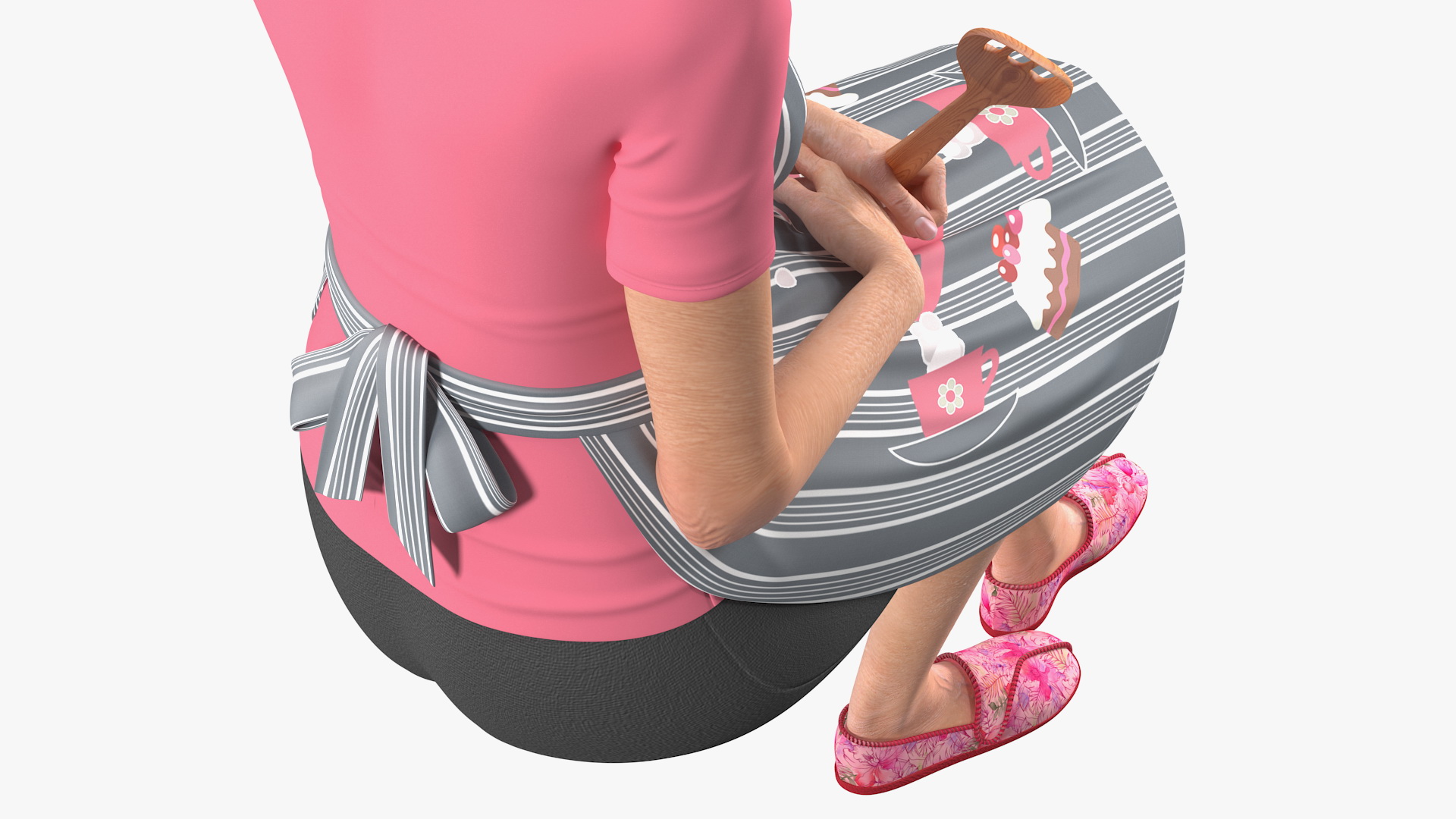 Old Lady wearing Apron Siting Pose 3D model