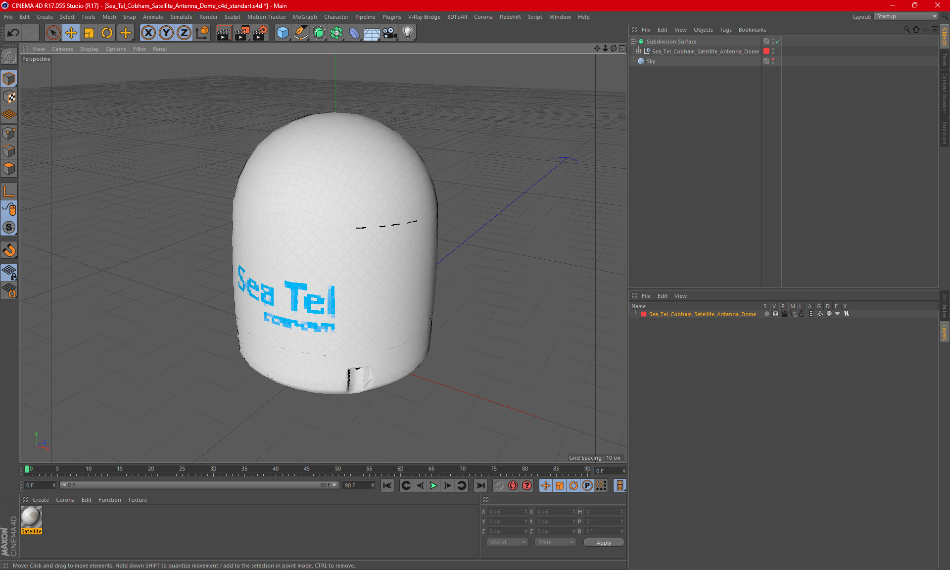 Sea Tel Cobham Satellite Antenna Dome 3D
