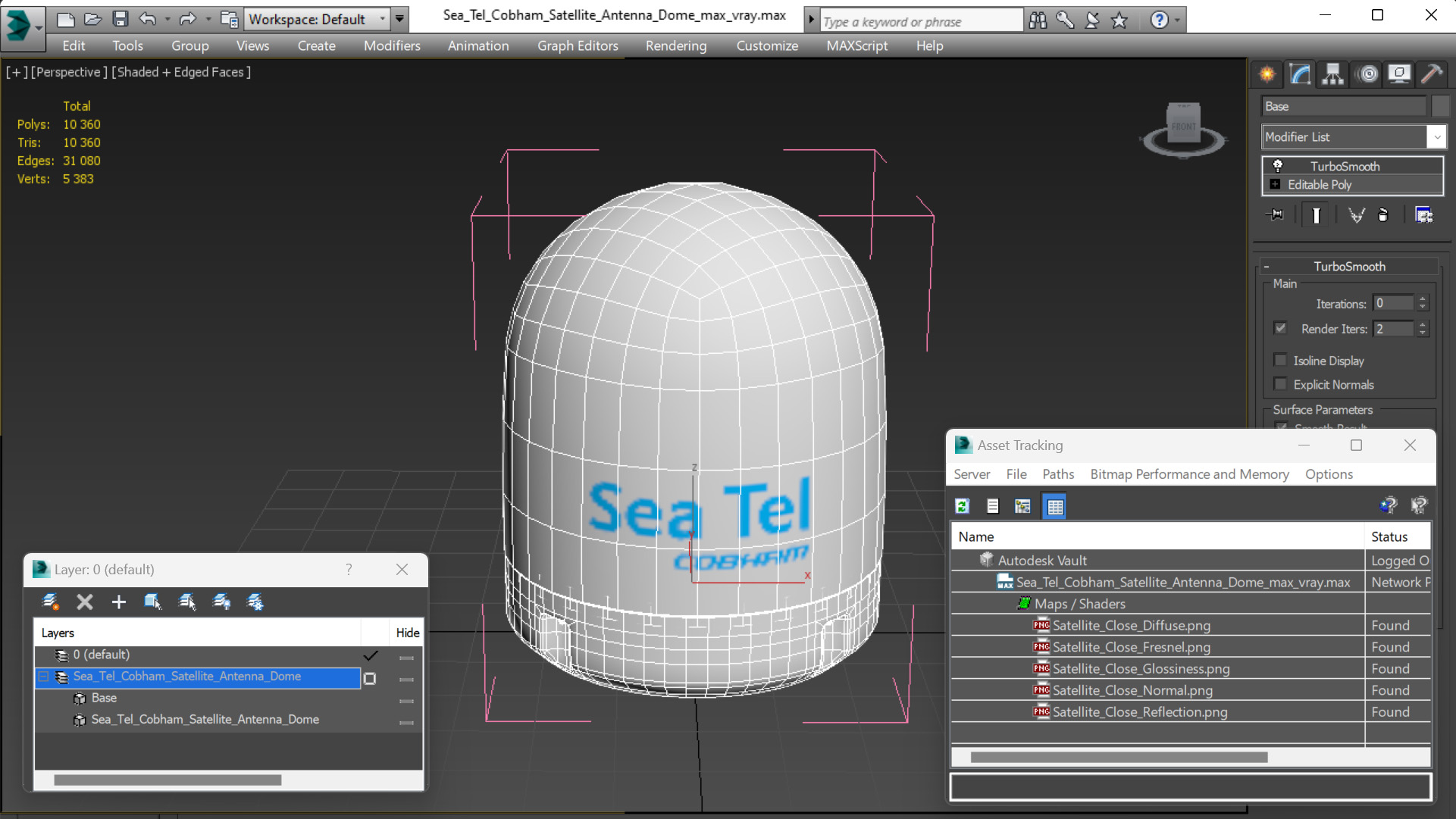 Sea Tel Cobham Satellite Antenna Dome 3D