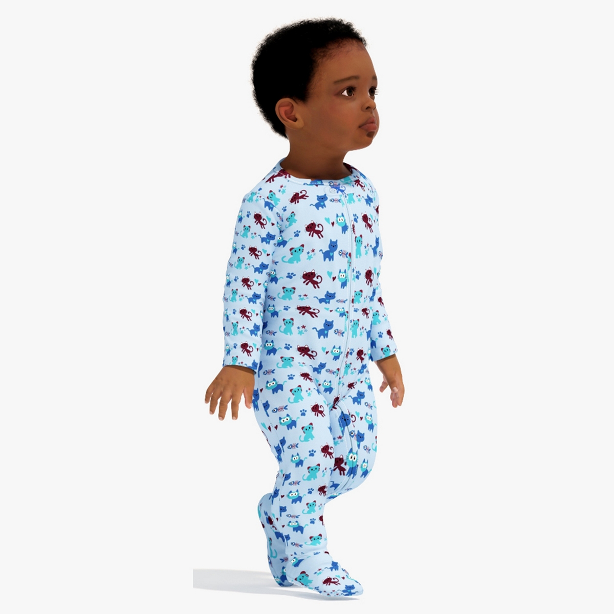 3D Little African Boy Light Skin in Full Bodysuit Rigged model