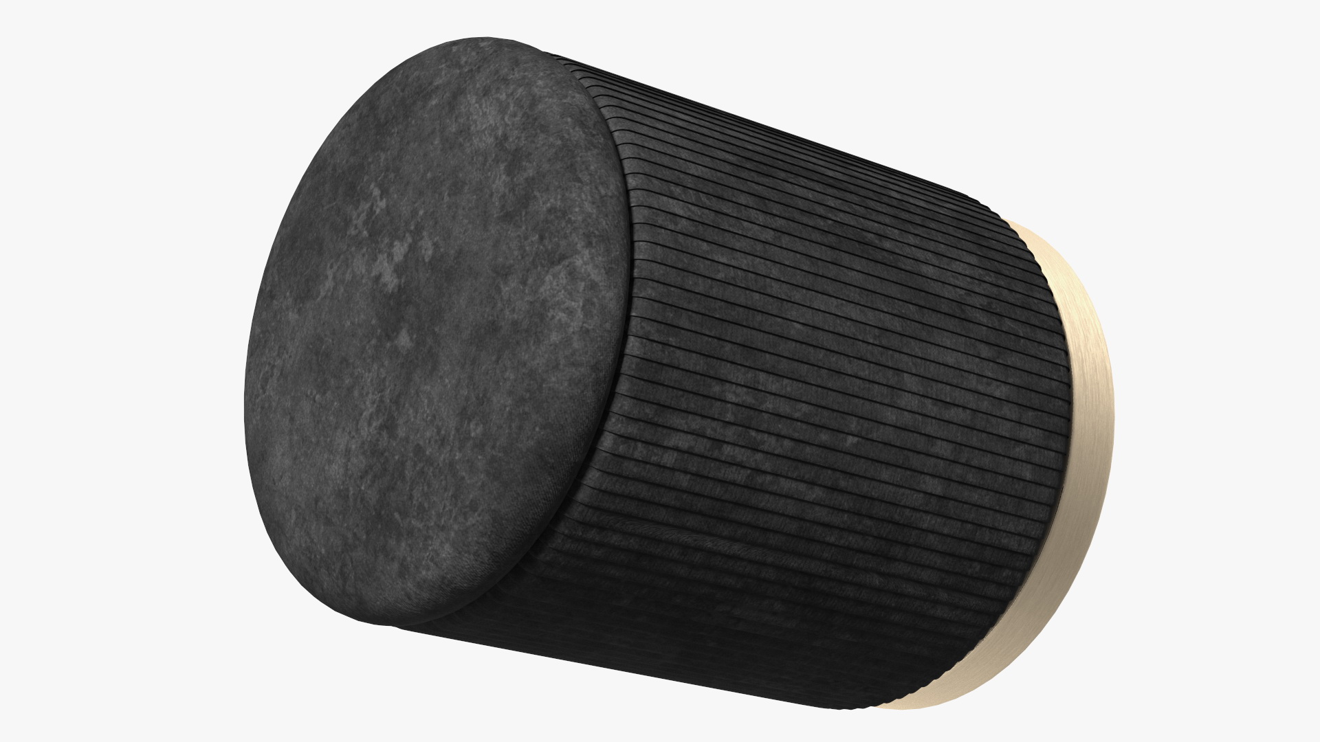 Black Round Fabric Ottoman Stool 3D