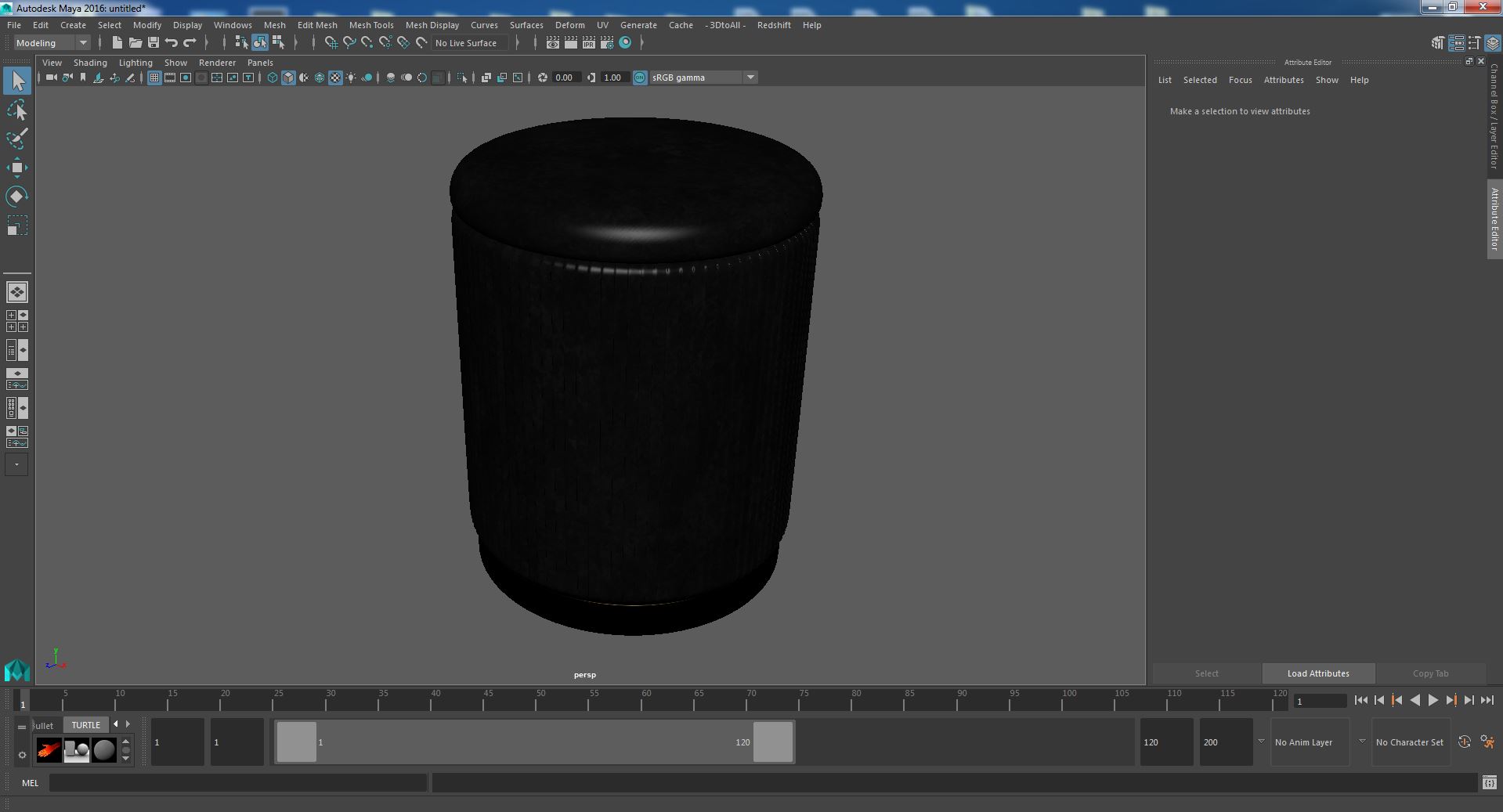 Black Round Fabric Ottoman Stool 3D