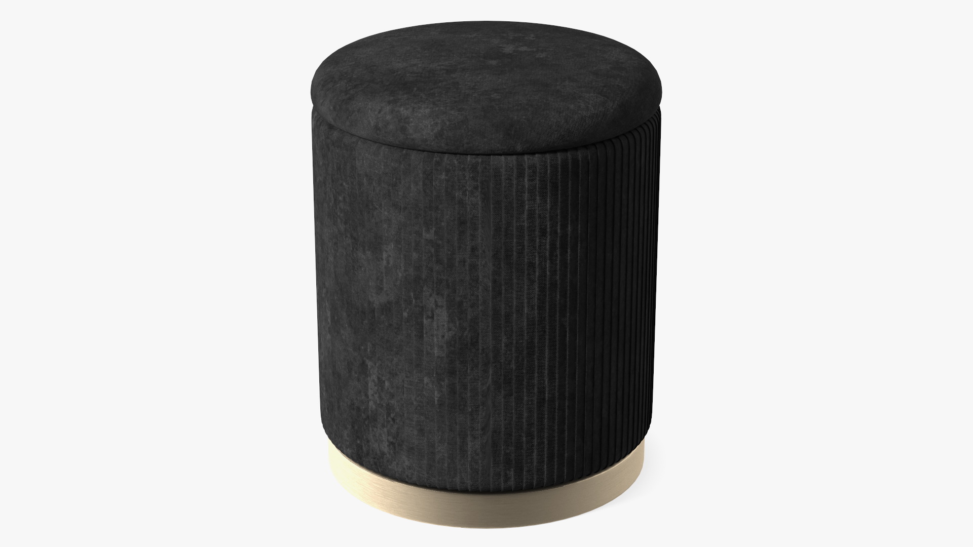 Black Round Fabric Ottoman Stool 3D