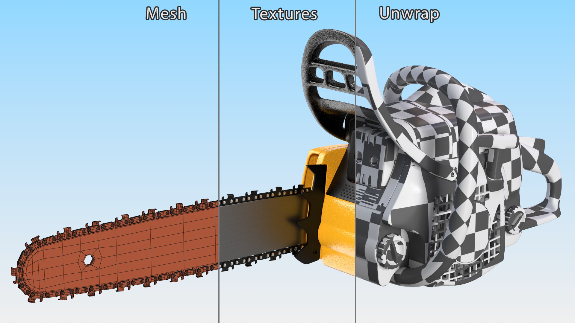 Gas Chainsaw Yellow 3D model