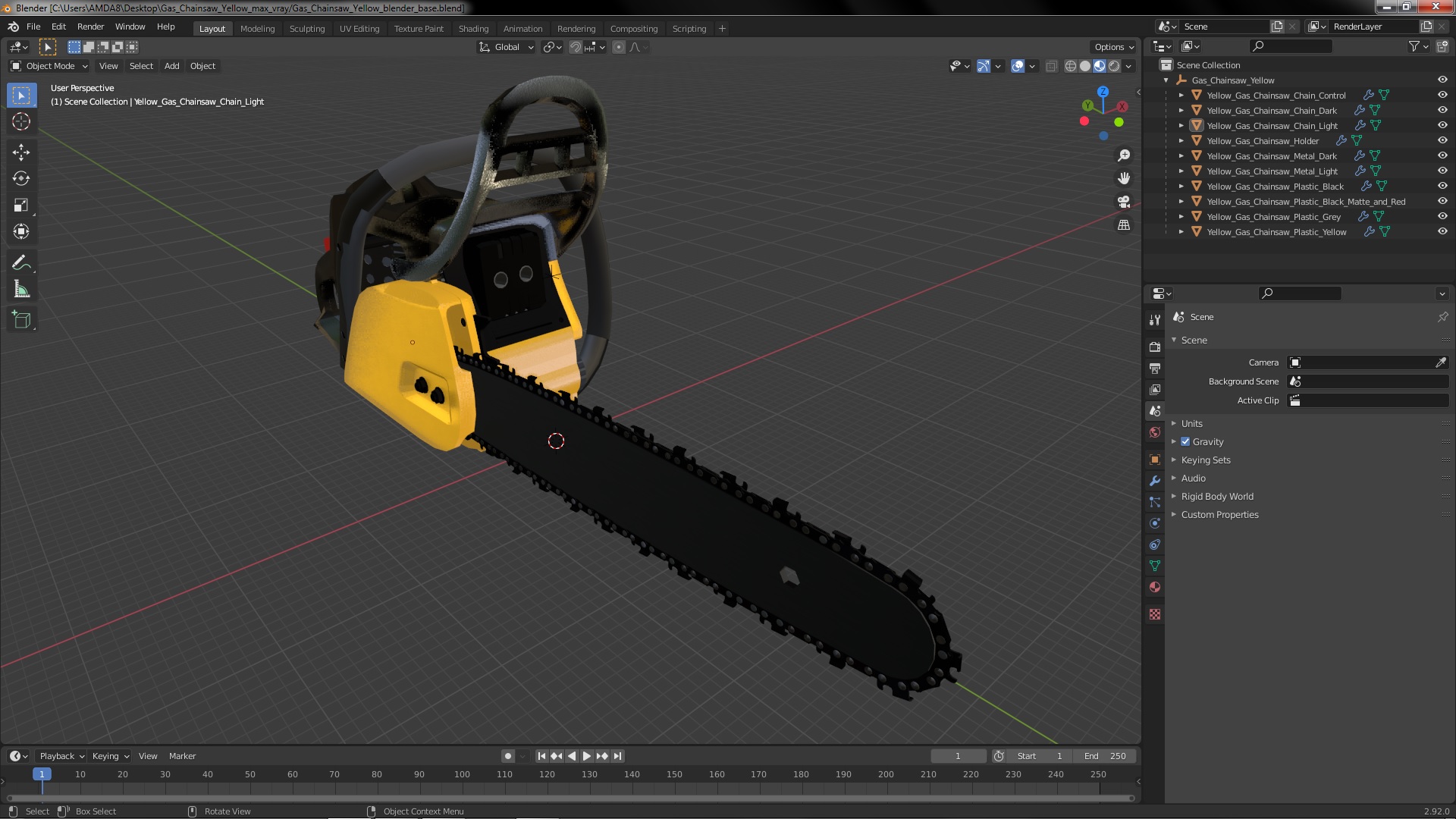Gas Chainsaw Yellow 3D model