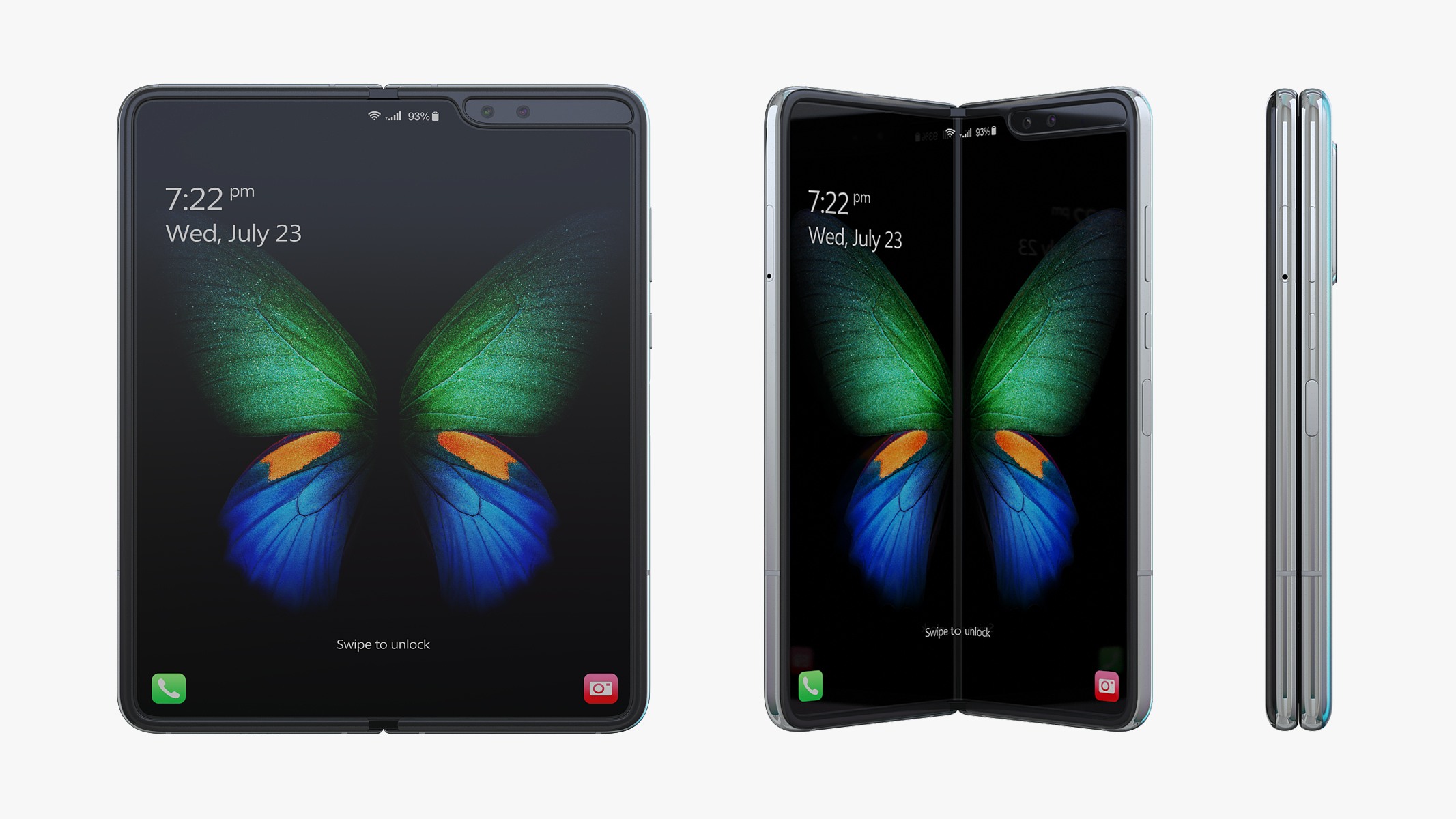 3D Samsung Galaxy Fold Silver Rigged model