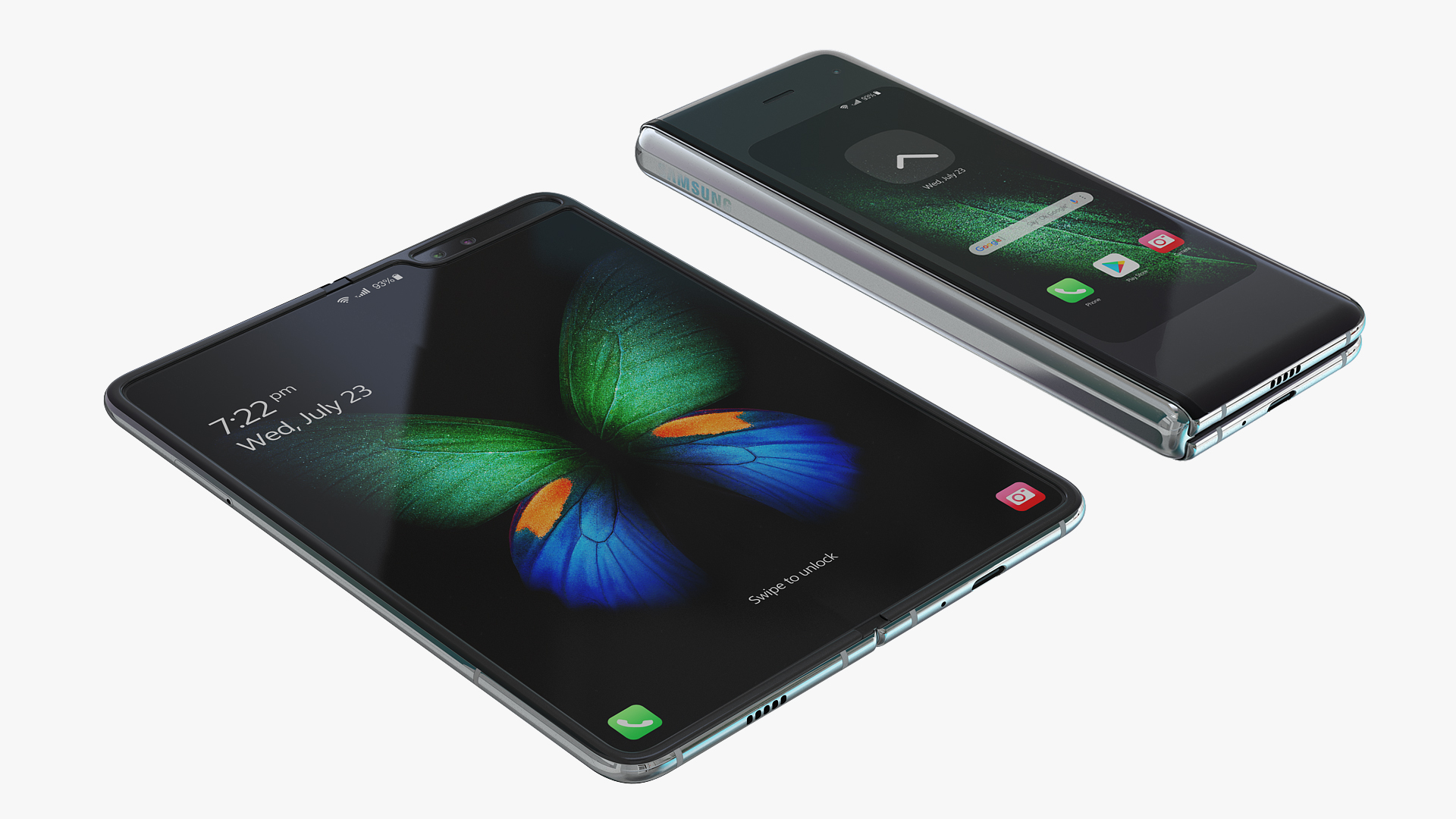 3D Samsung Galaxy Fold Silver Rigged model