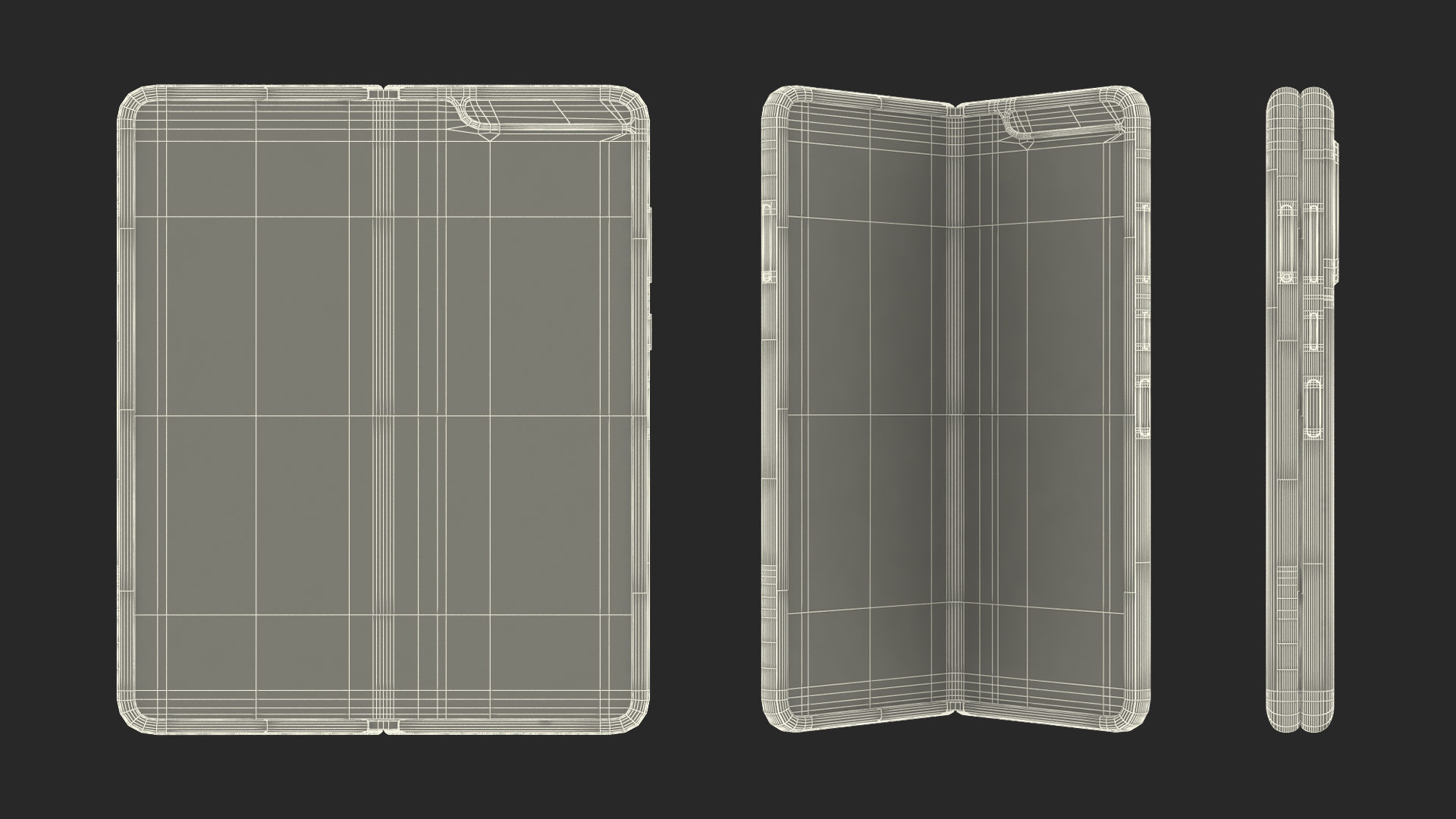 3D Samsung Galaxy Fold Silver Rigged model