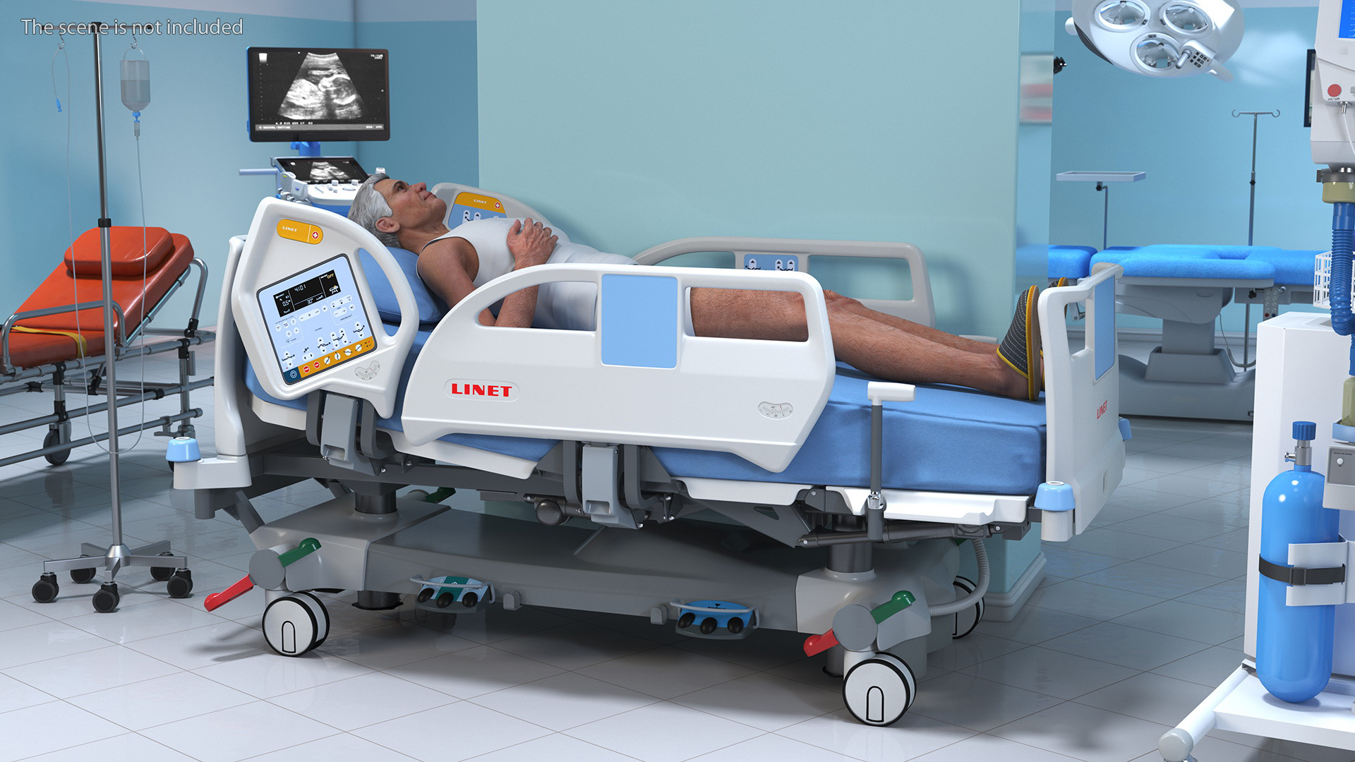 3D model Patient on LINET Intensive Care Bed