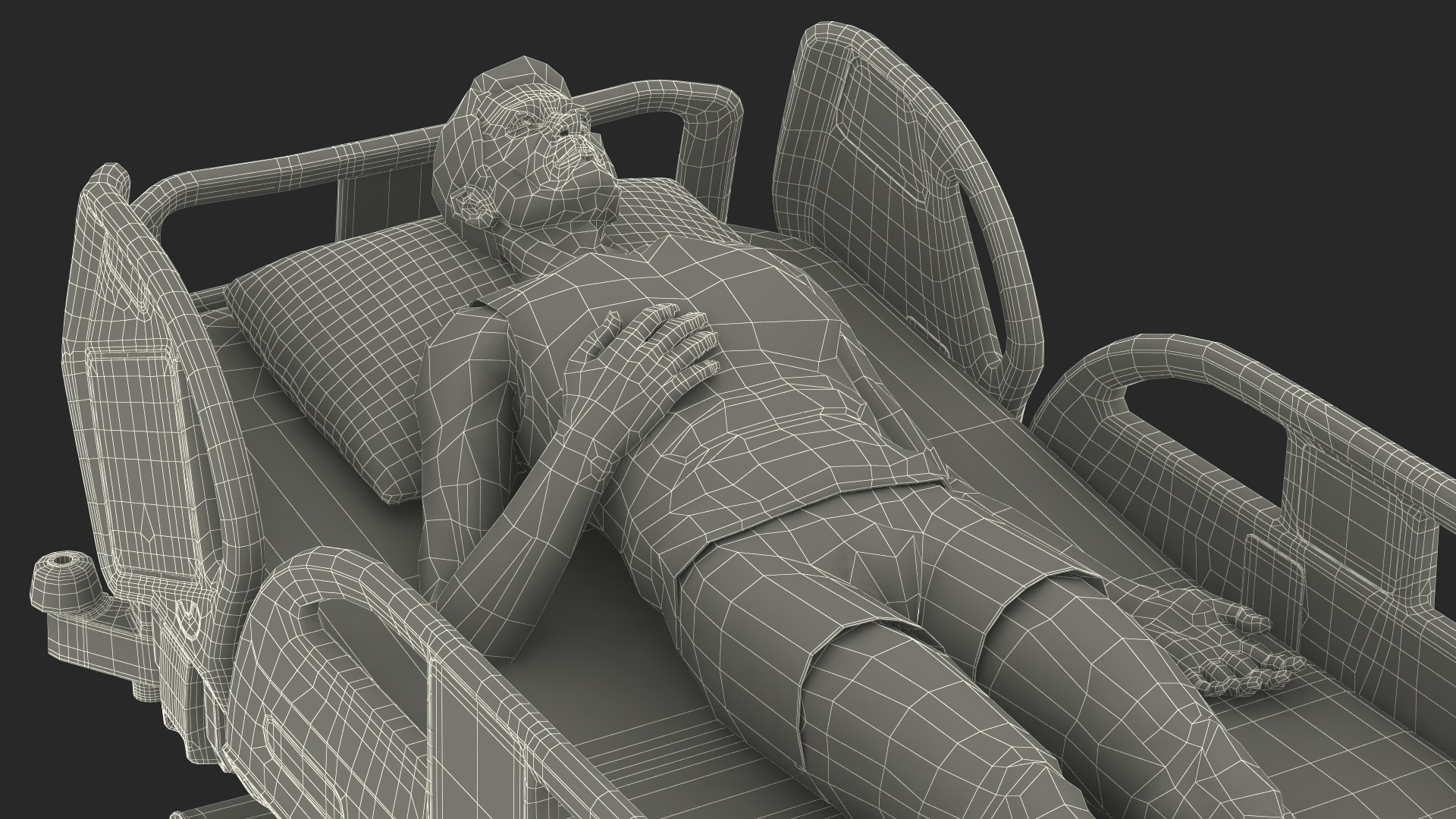 3D model Patient on LINET Intensive Care Bed