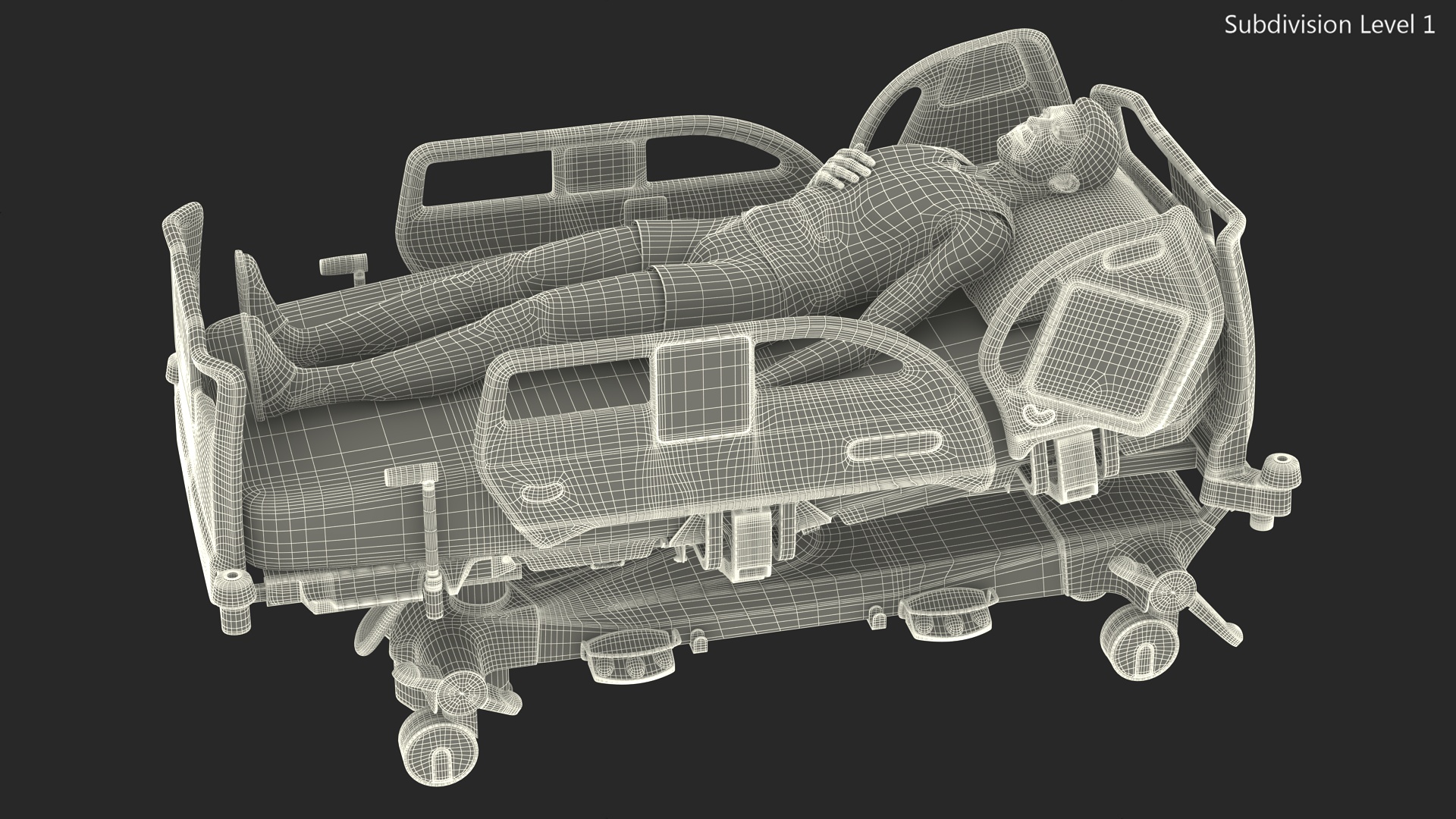 3D model Patient on LINET Intensive Care Bed