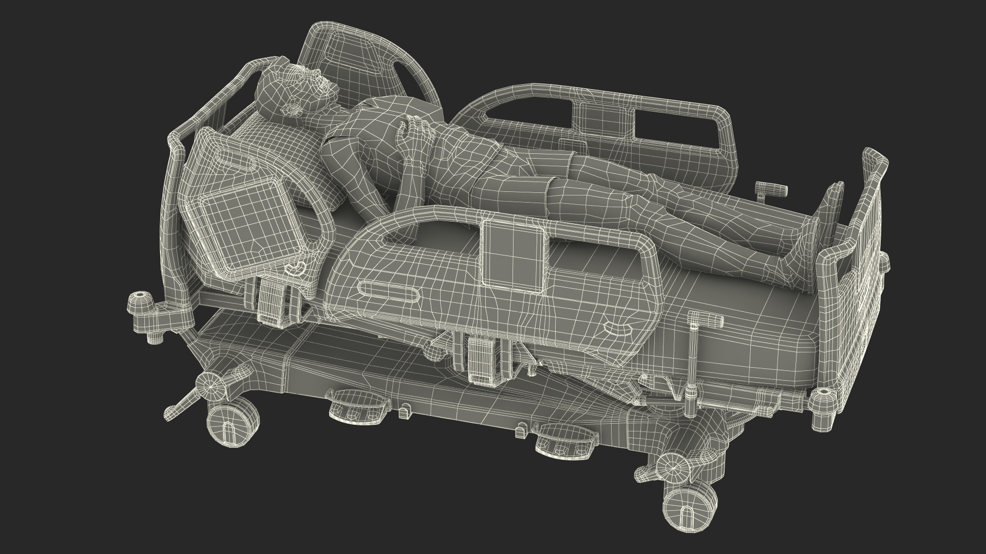 3D model Patient on LINET Intensive Care Bed