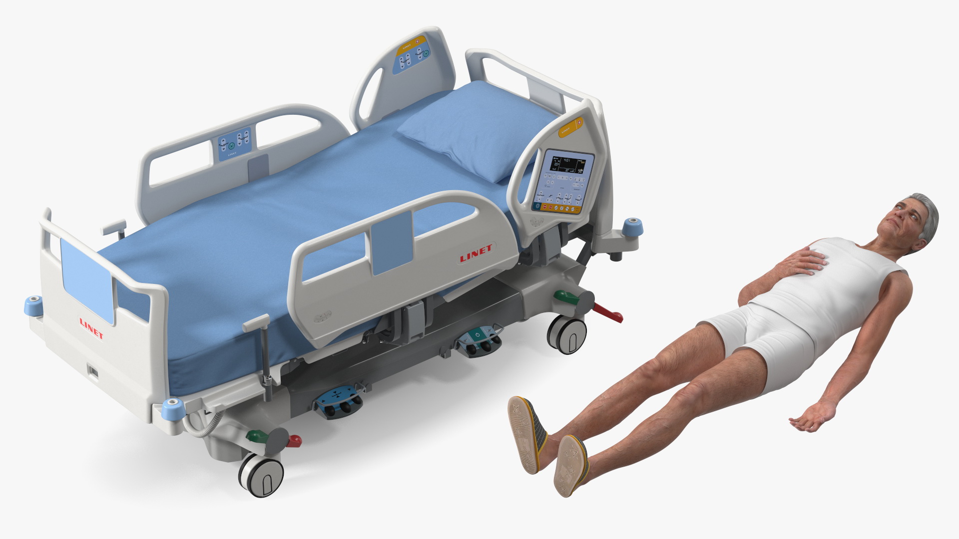 3D model Patient on LINET Intensive Care Bed