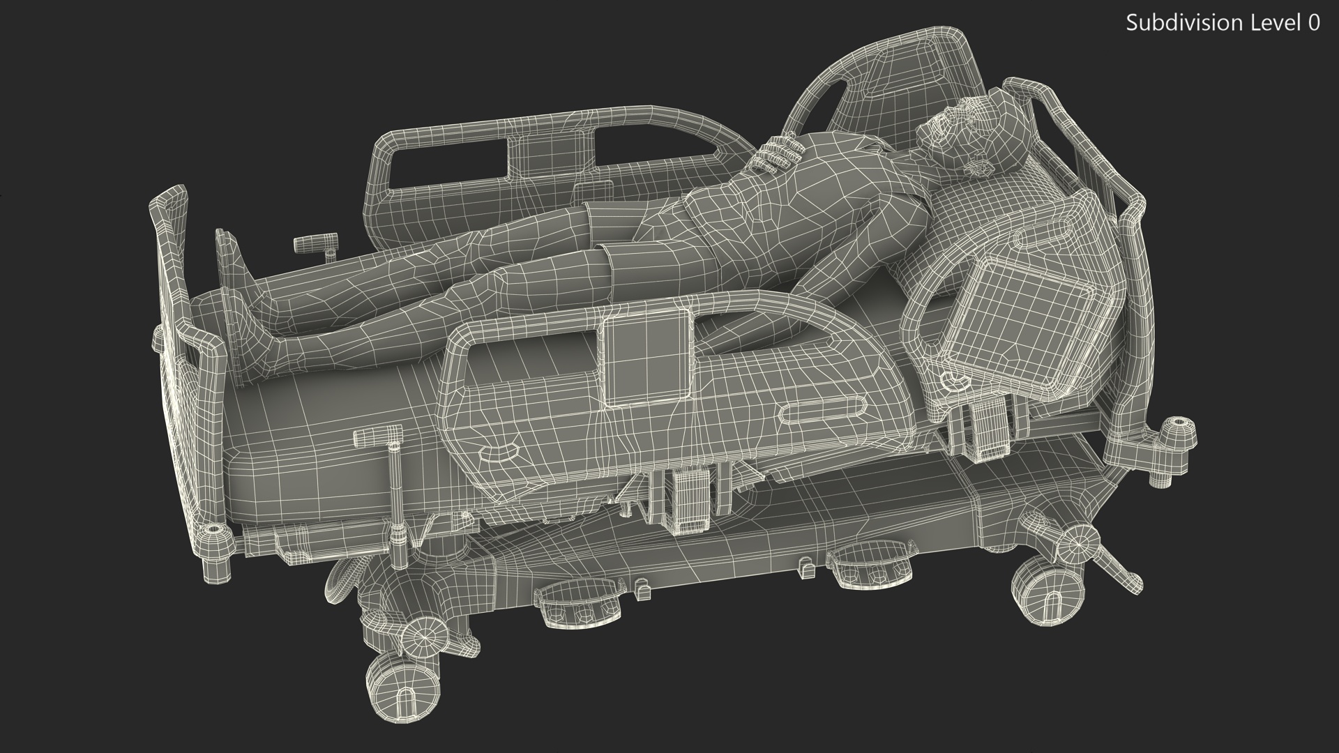 3D model Patient on LINET Intensive Care Bed