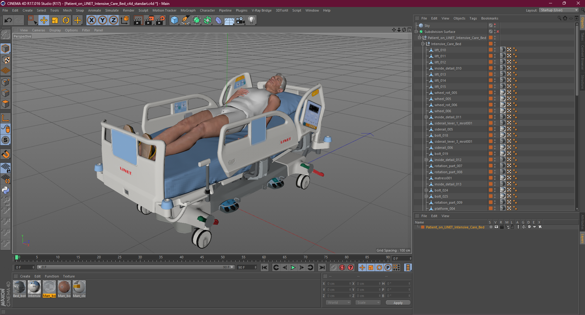 3D model Patient on LINET Intensive Care Bed