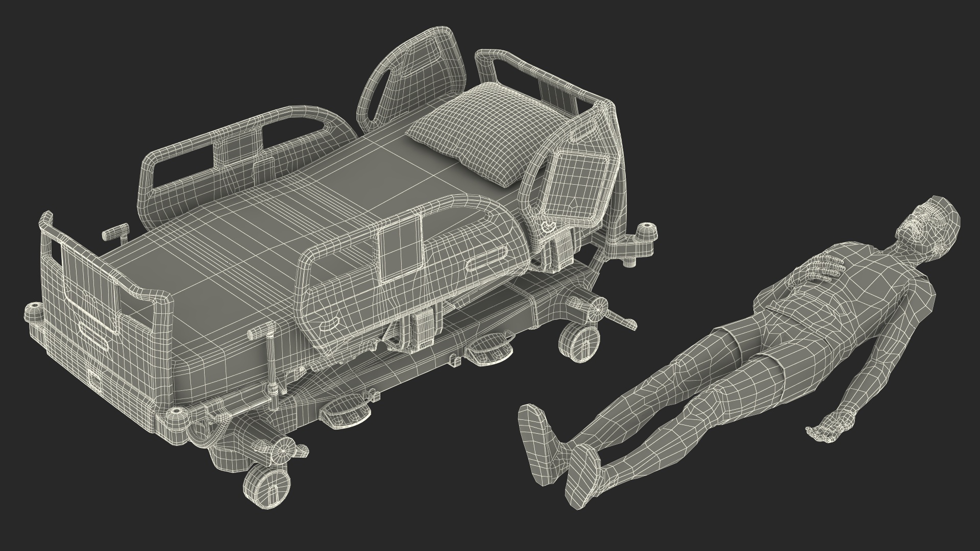 3D model Patient on LINET Intensive Care Bed