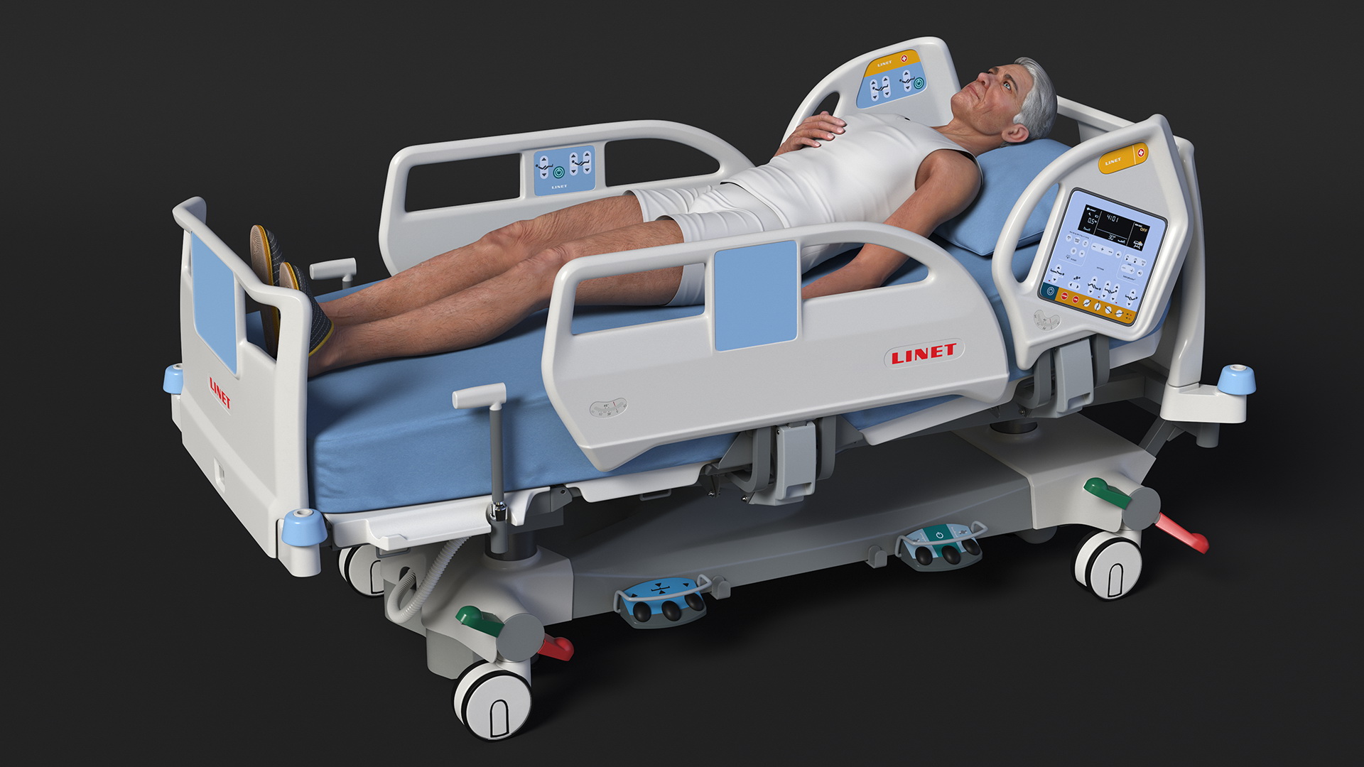 3D model Patient on LINET Intensive Care Bed