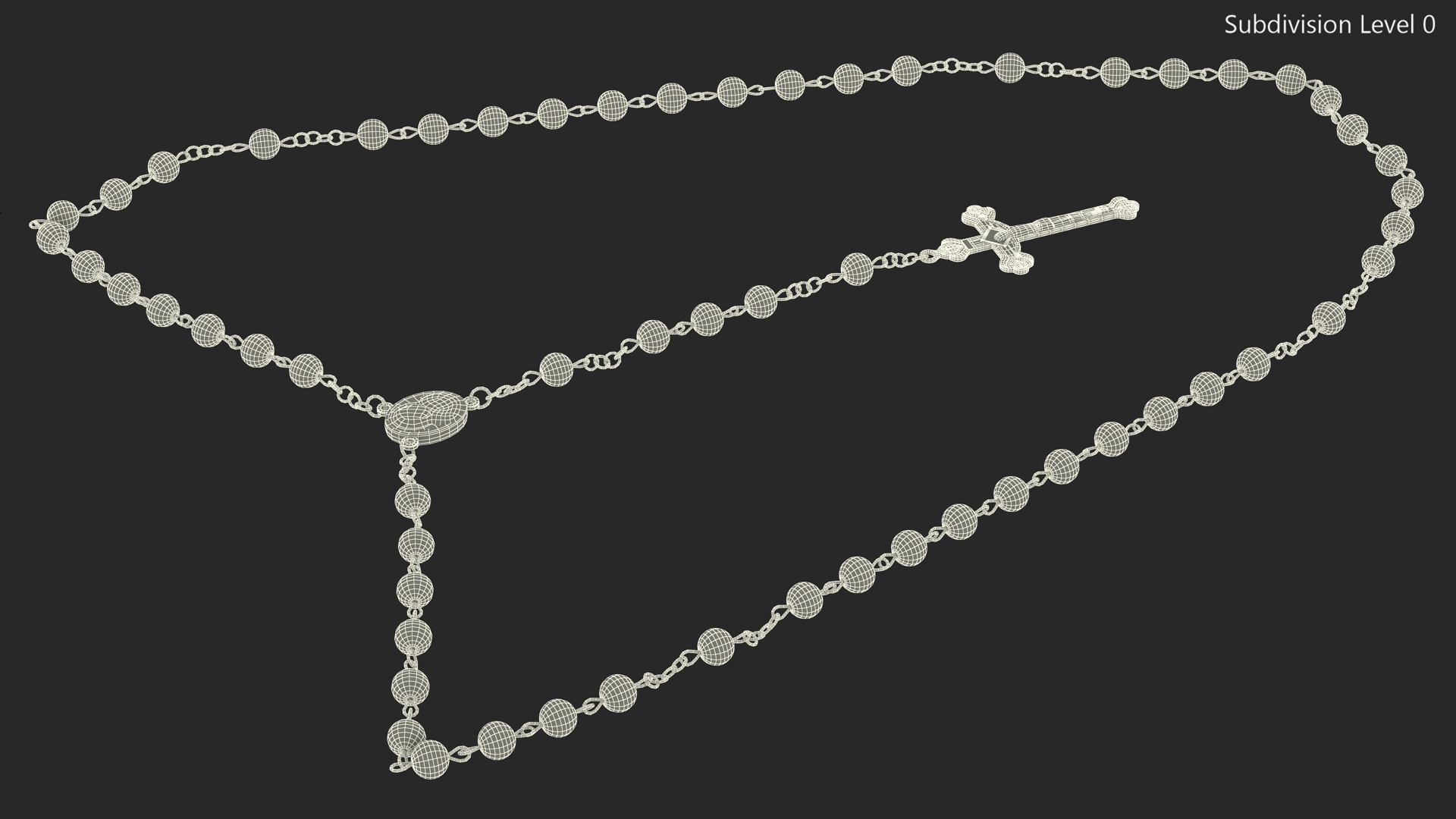 3D model Christian Rosary Beads with Crucifix Red