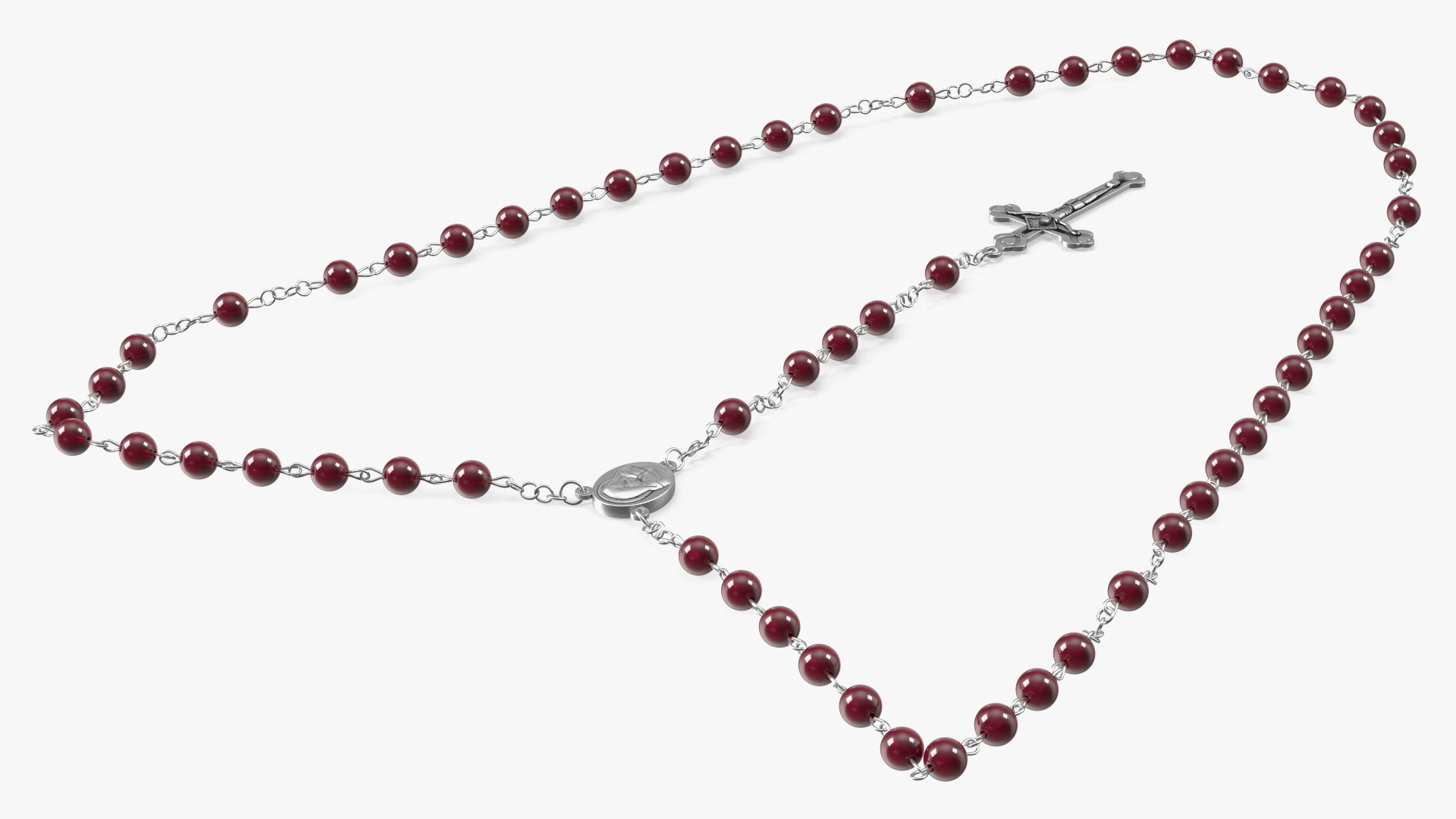 3D model Christian Rosary Beads with Crucifix Red
