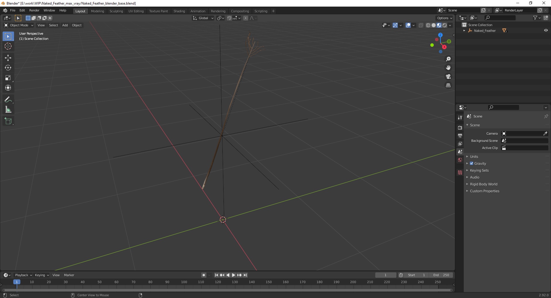 3D Naked Feather model