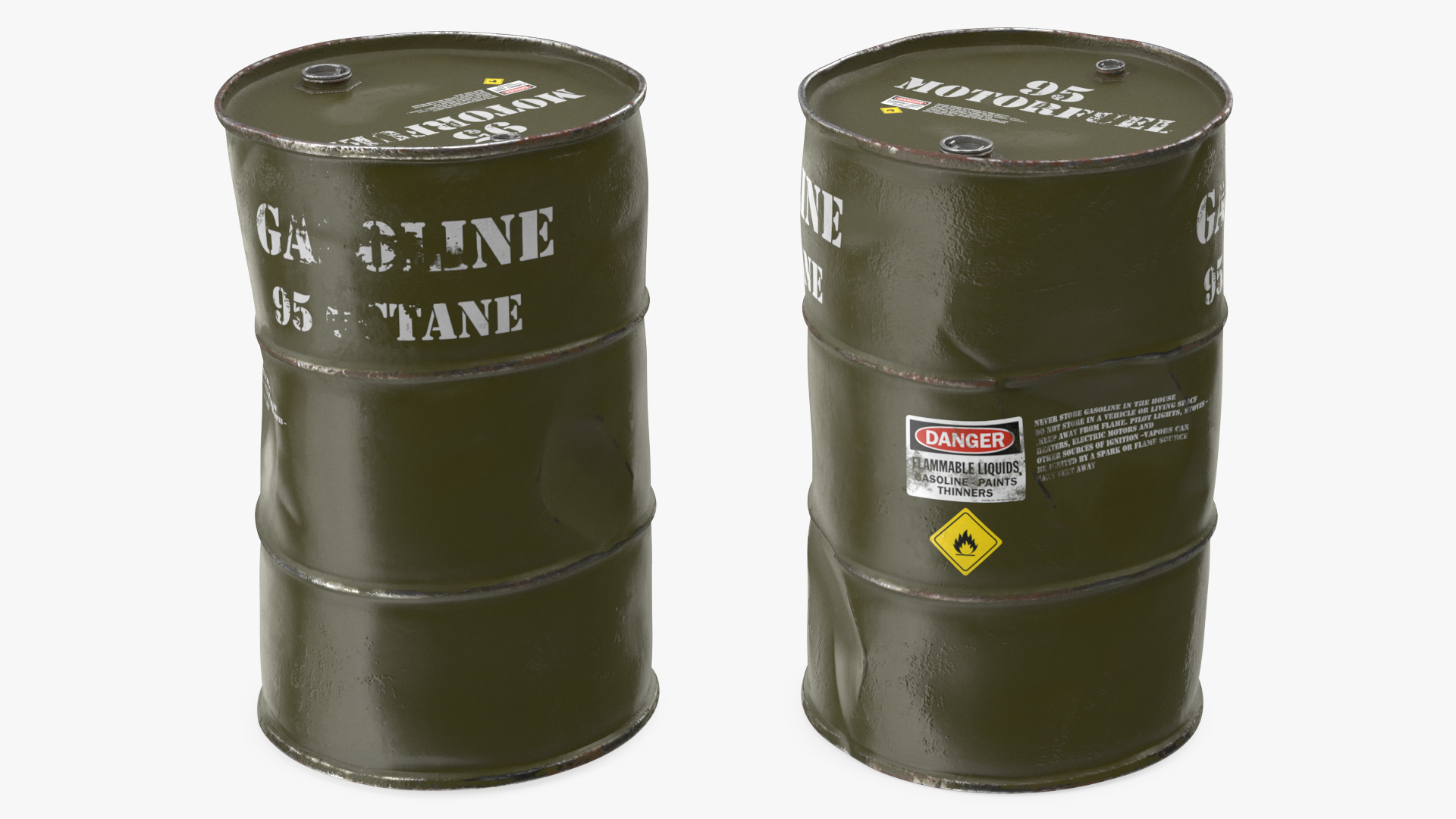 3D model Old Gasoline 95 Octane Metal Barrel