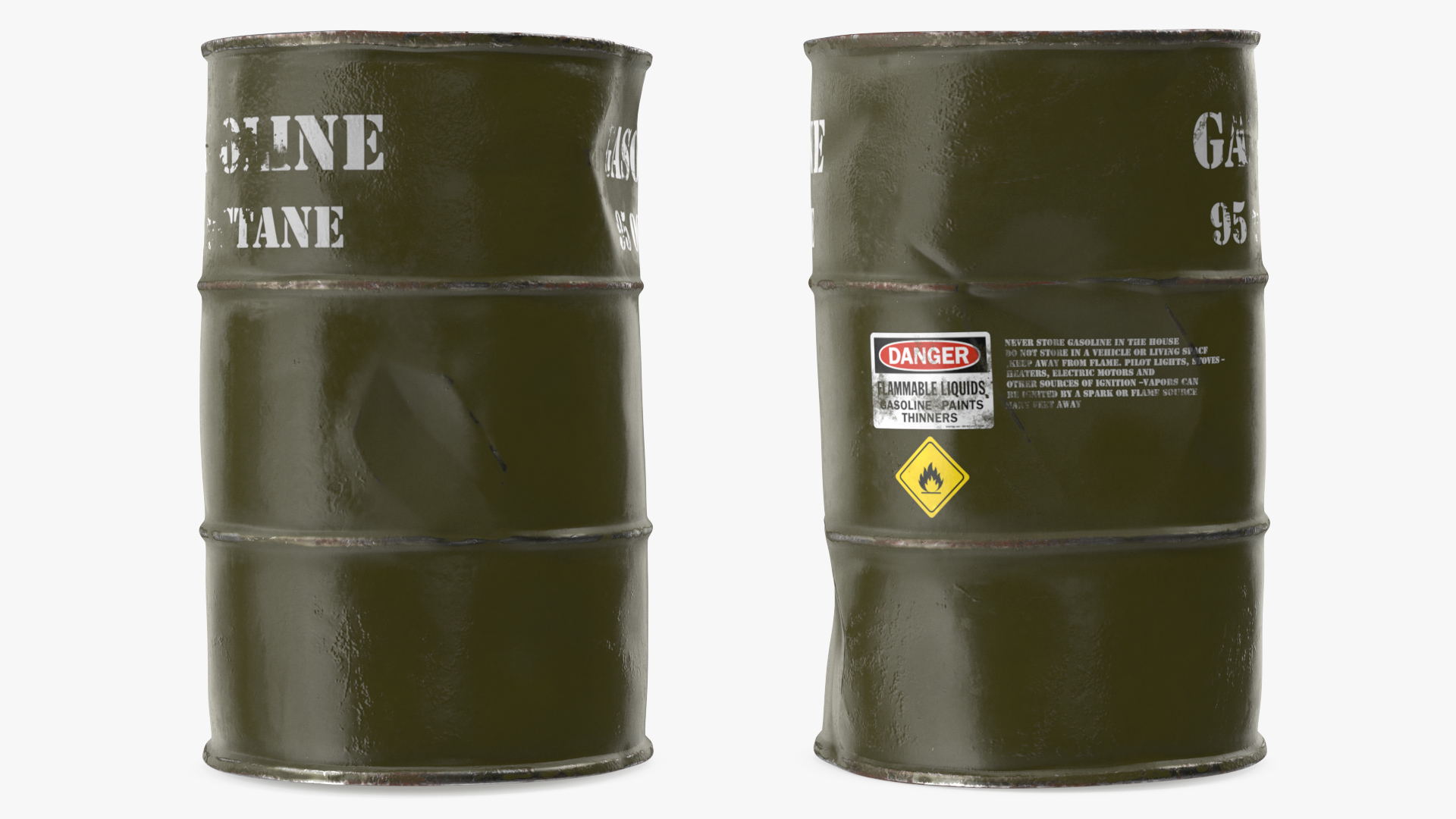 3D model Old Gasoline 95 Octane Metal Barrel