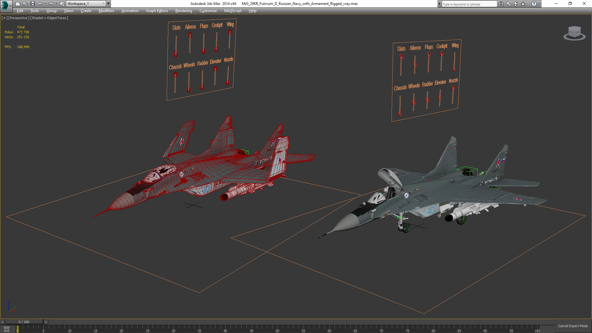 MiG 29KR Fulcrum D Russian Navy with Armament Rigged 3D