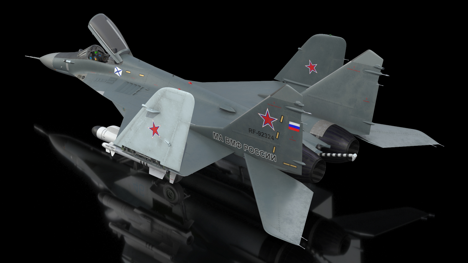 MiG 29KR Fulcrum D Russian Navy with Armament Rigged 3D