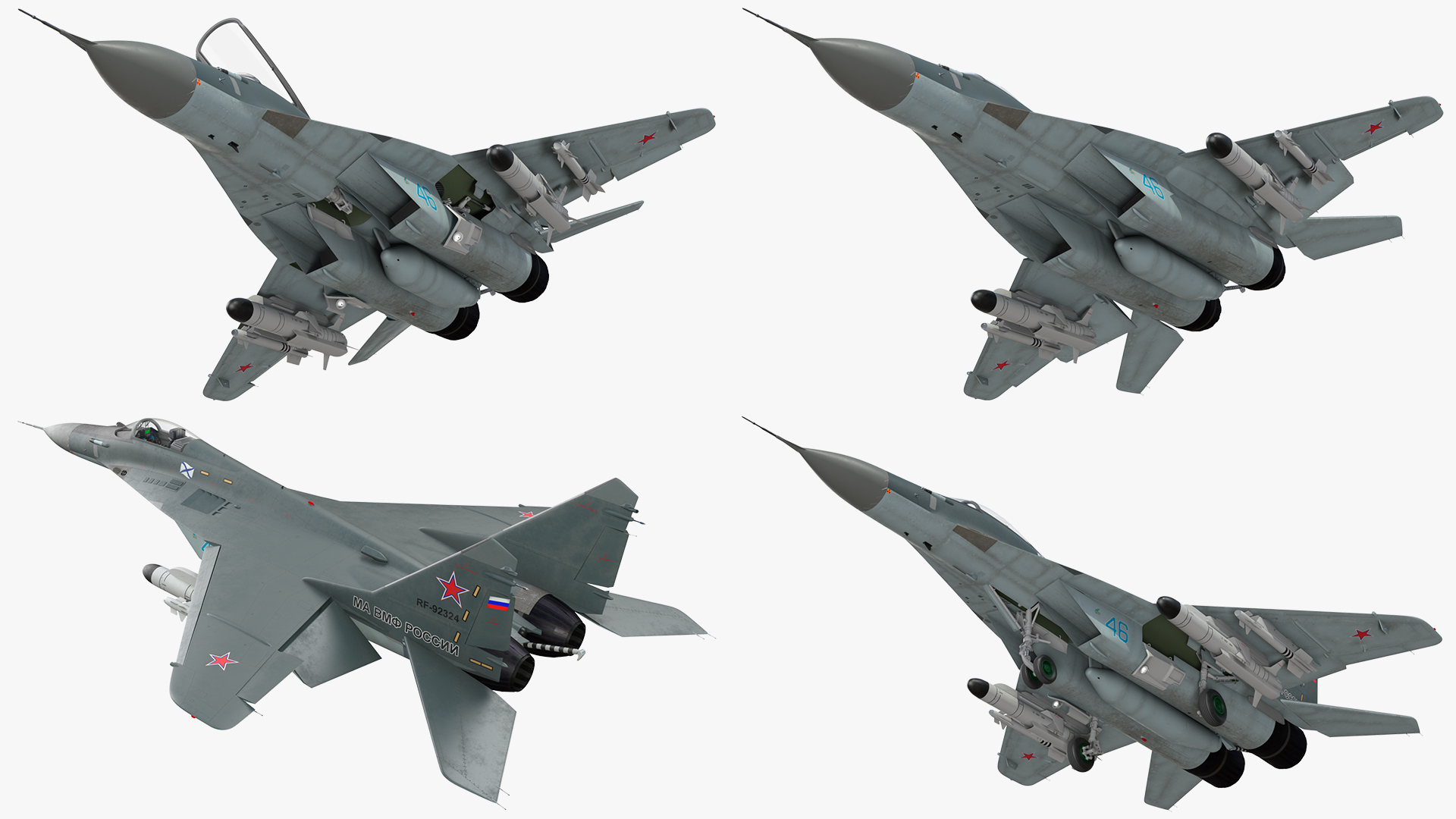 MiG 29KR Fulcrum D Russian Navy with Armament Rigged 3D