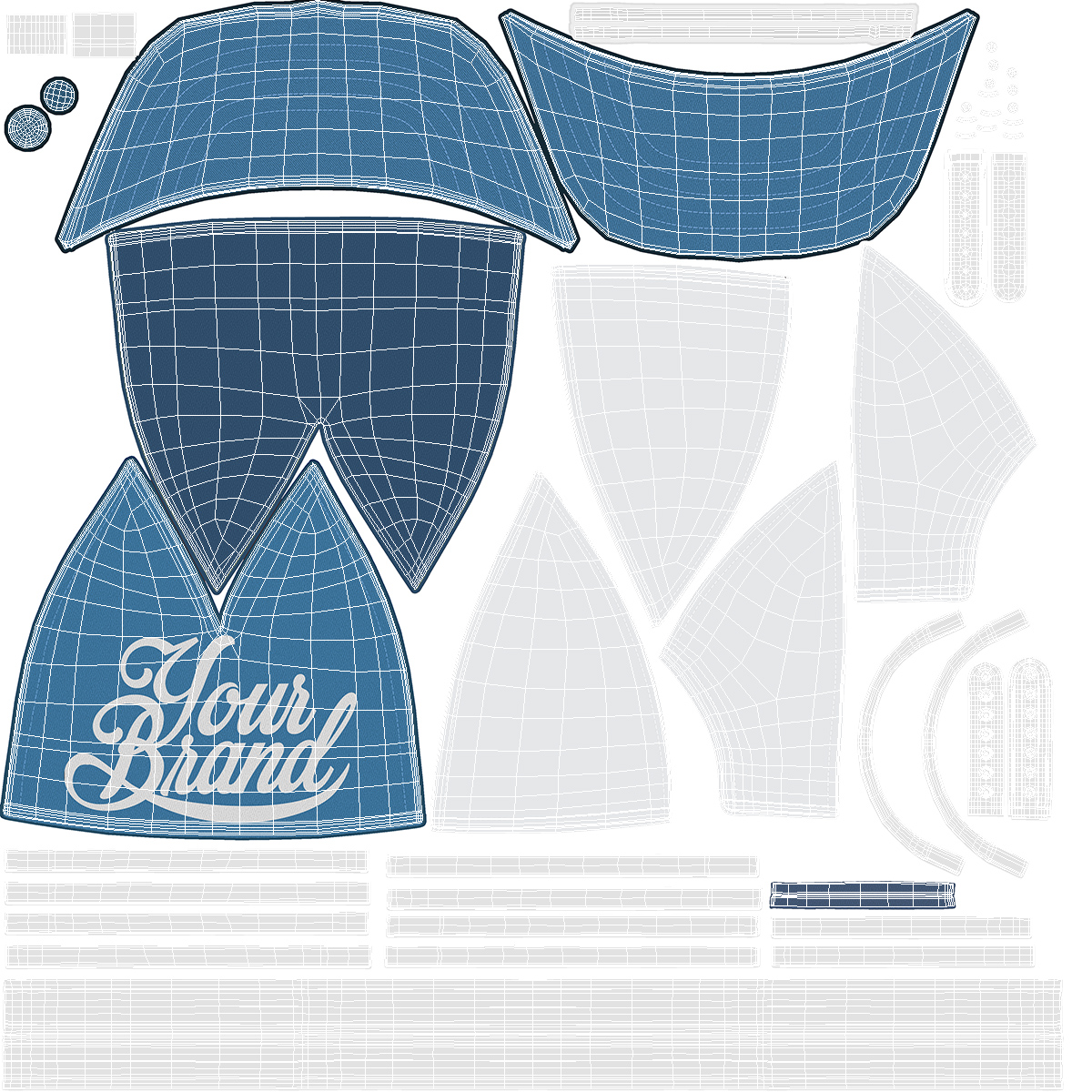 Trucker Cap Your Brand Blue 3D
