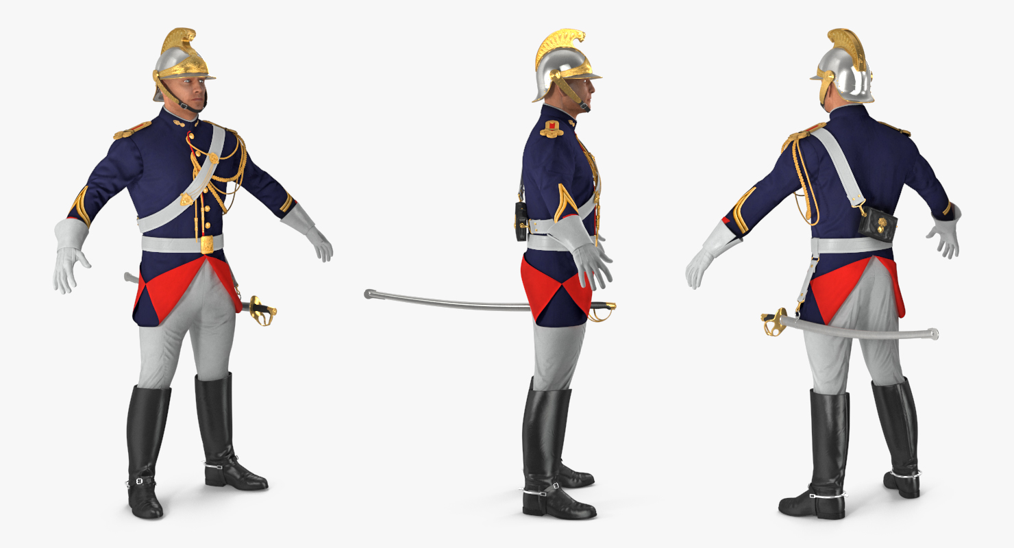 3D French Republican Guard in Traditional Uniform
