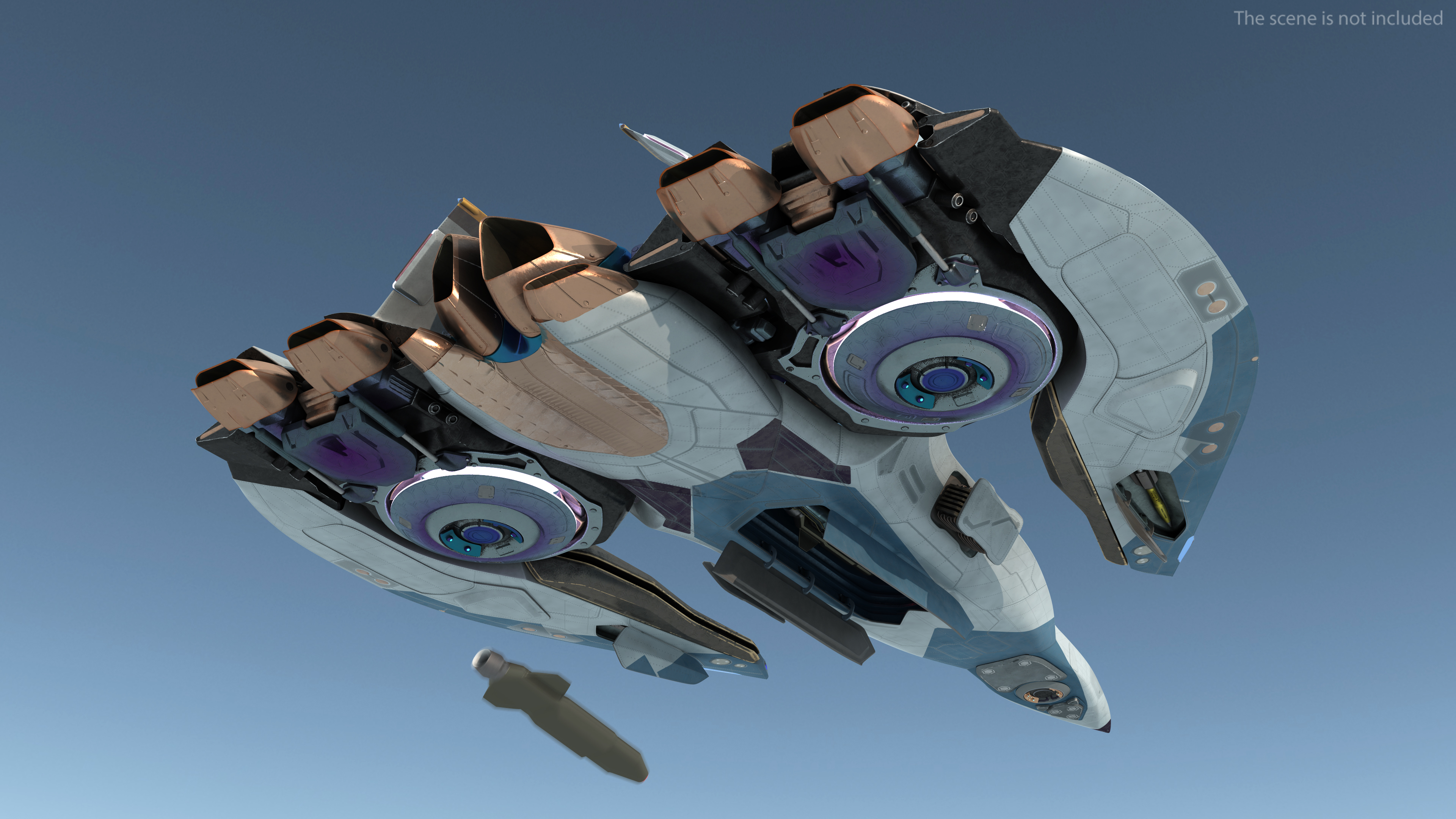 Sci Fi Fighter Jet Blue Rigged for Cinema 4D 3D model