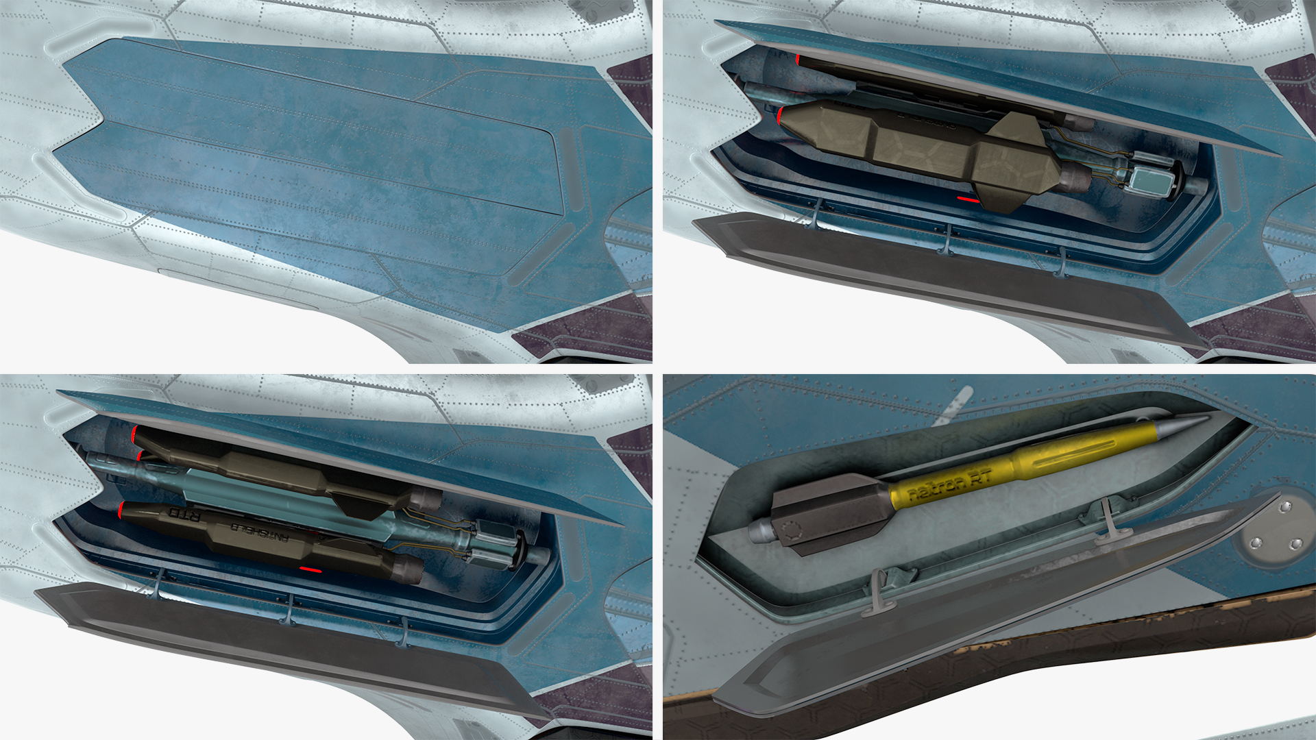 Sci Fi Fighter Jet Blue Rigged for Cinema 4D 3D model