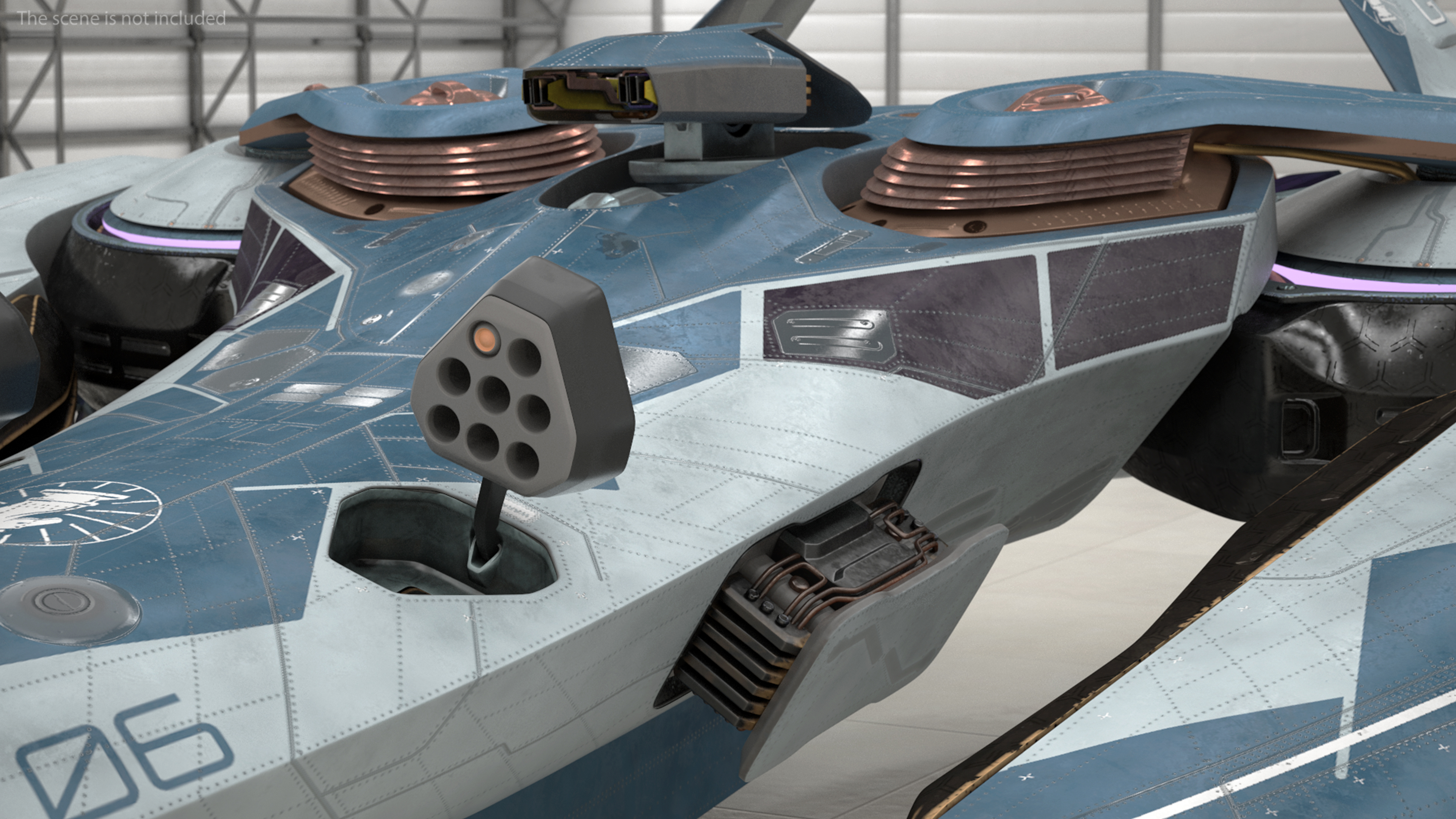 Sci Fi Fighter Jet Blue Rigged for Cinema 4D 3D model