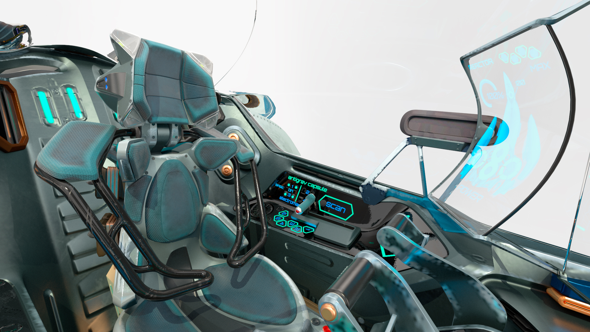 Sci Fi Fighter Jet Blue Rigged for Cinema 4D 3D model
