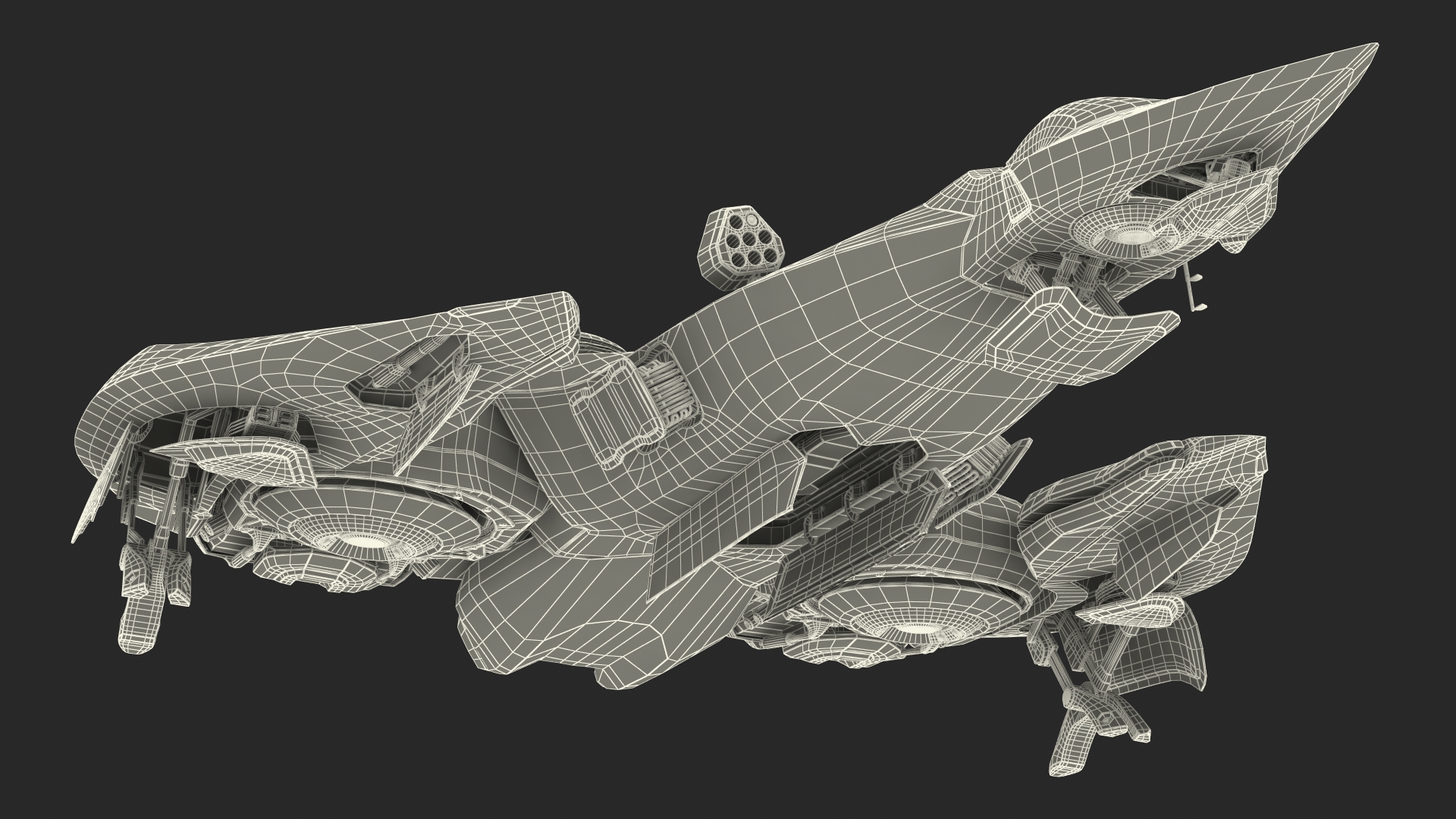 Sci Fi Fighter Jet Blue Rigged for Cinema 4D 3D model