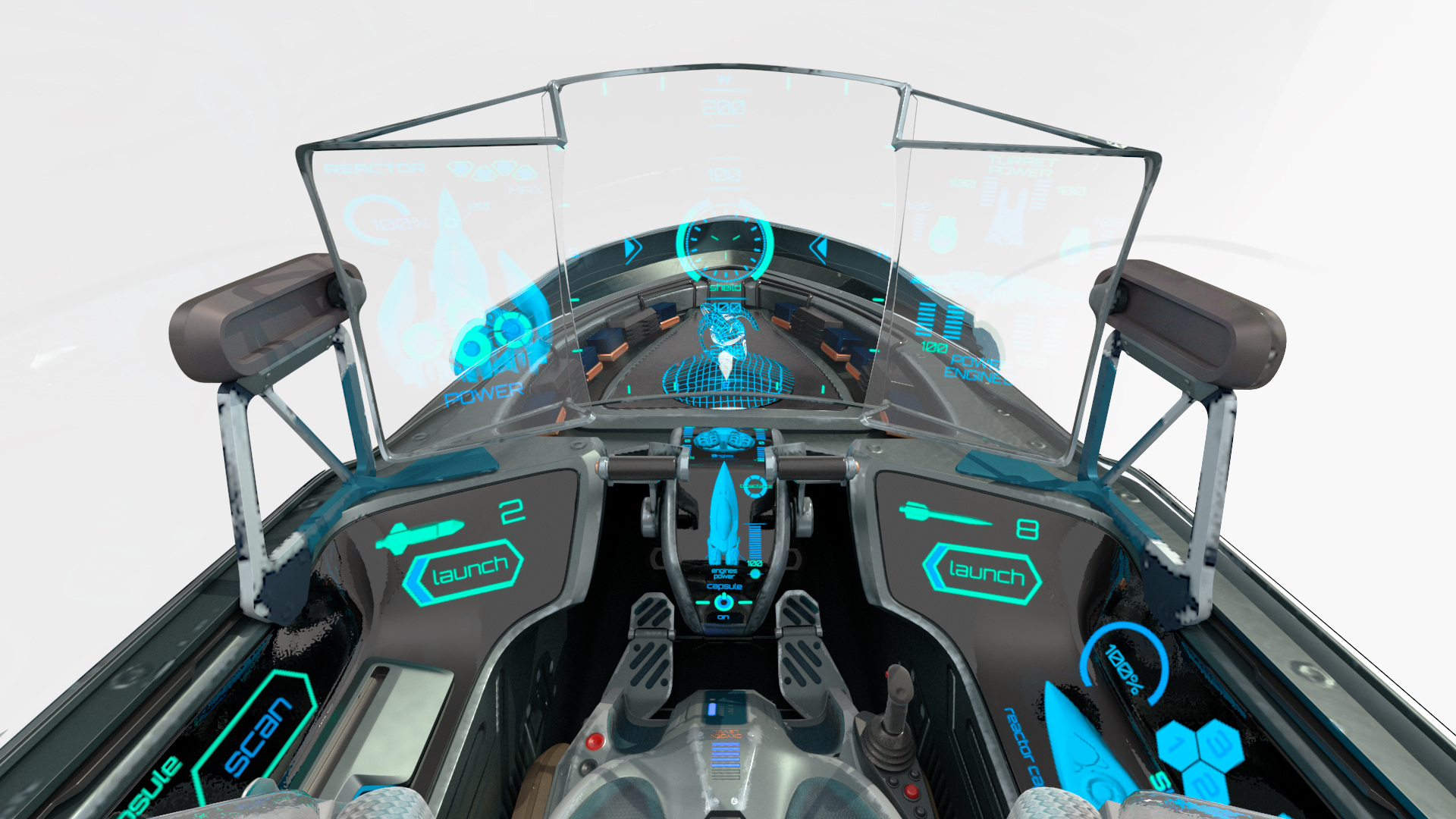 Sci Fi Fighter Jet Blue Rigged for Cinema 4D 3D model