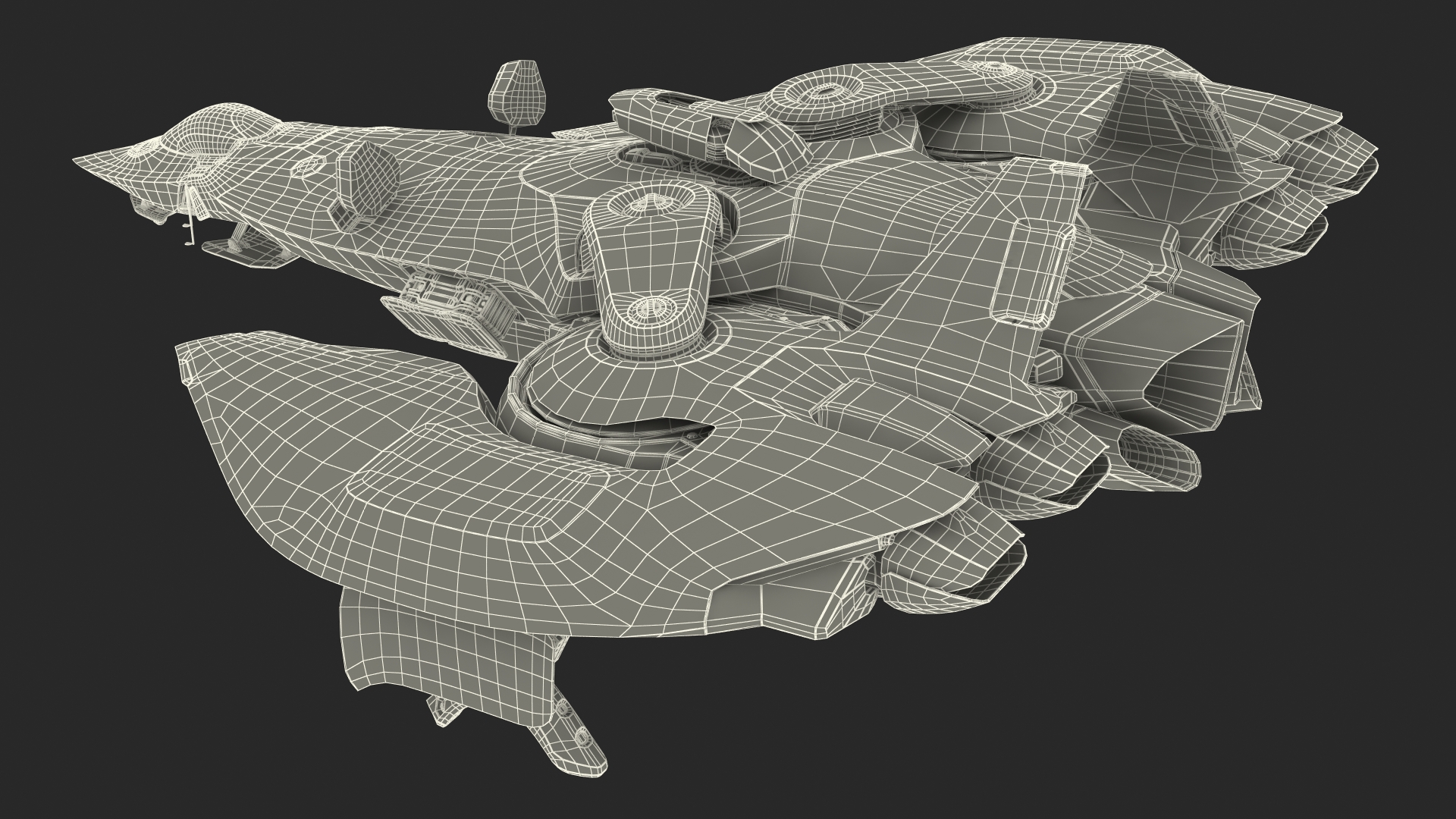 Sci Fi Fighter Jet Blue Rigged for Cinema 4D 3D model