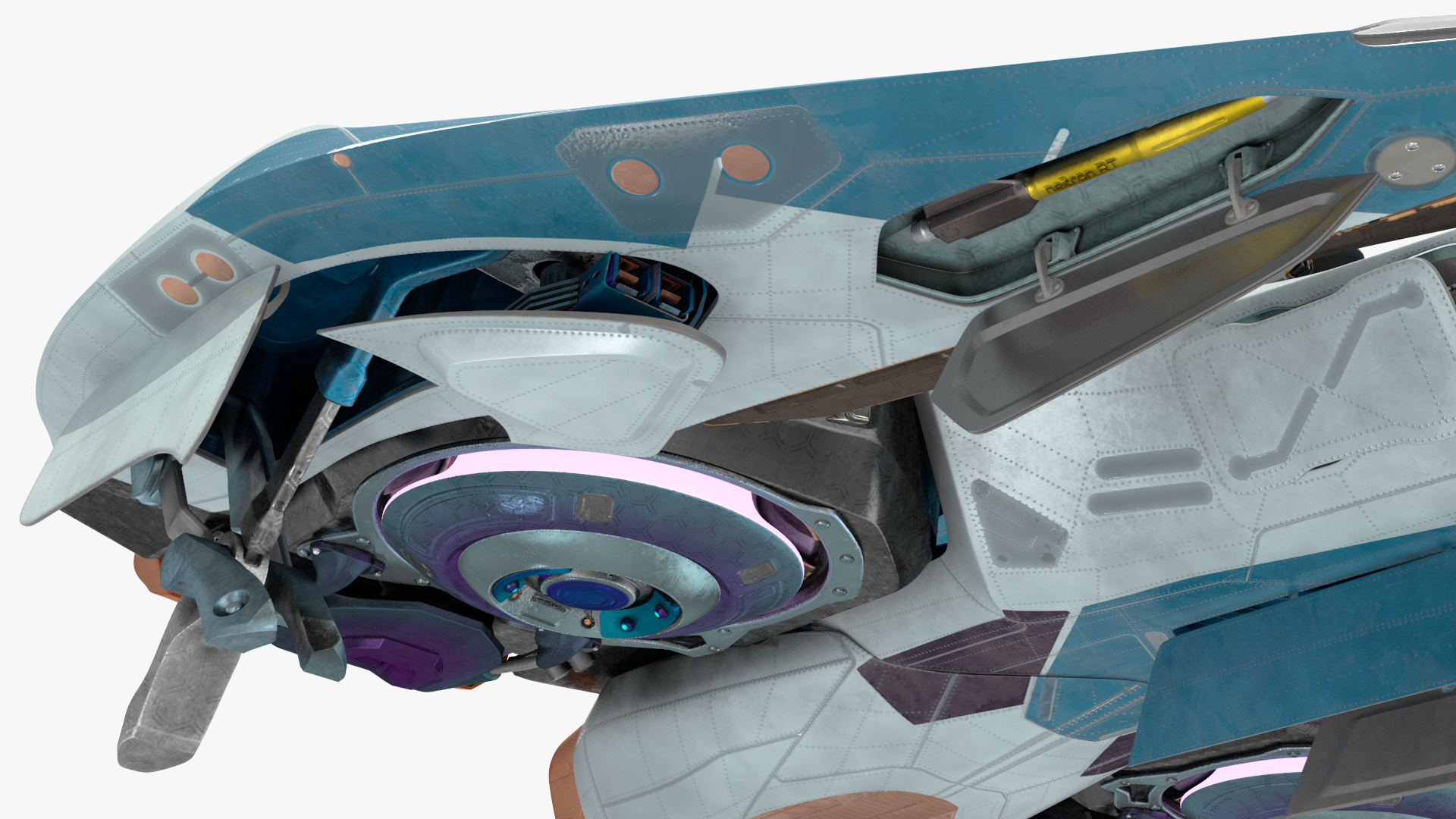 Sci Fi Fighter Jet Blue Rigged for Cinema 4D 3D model