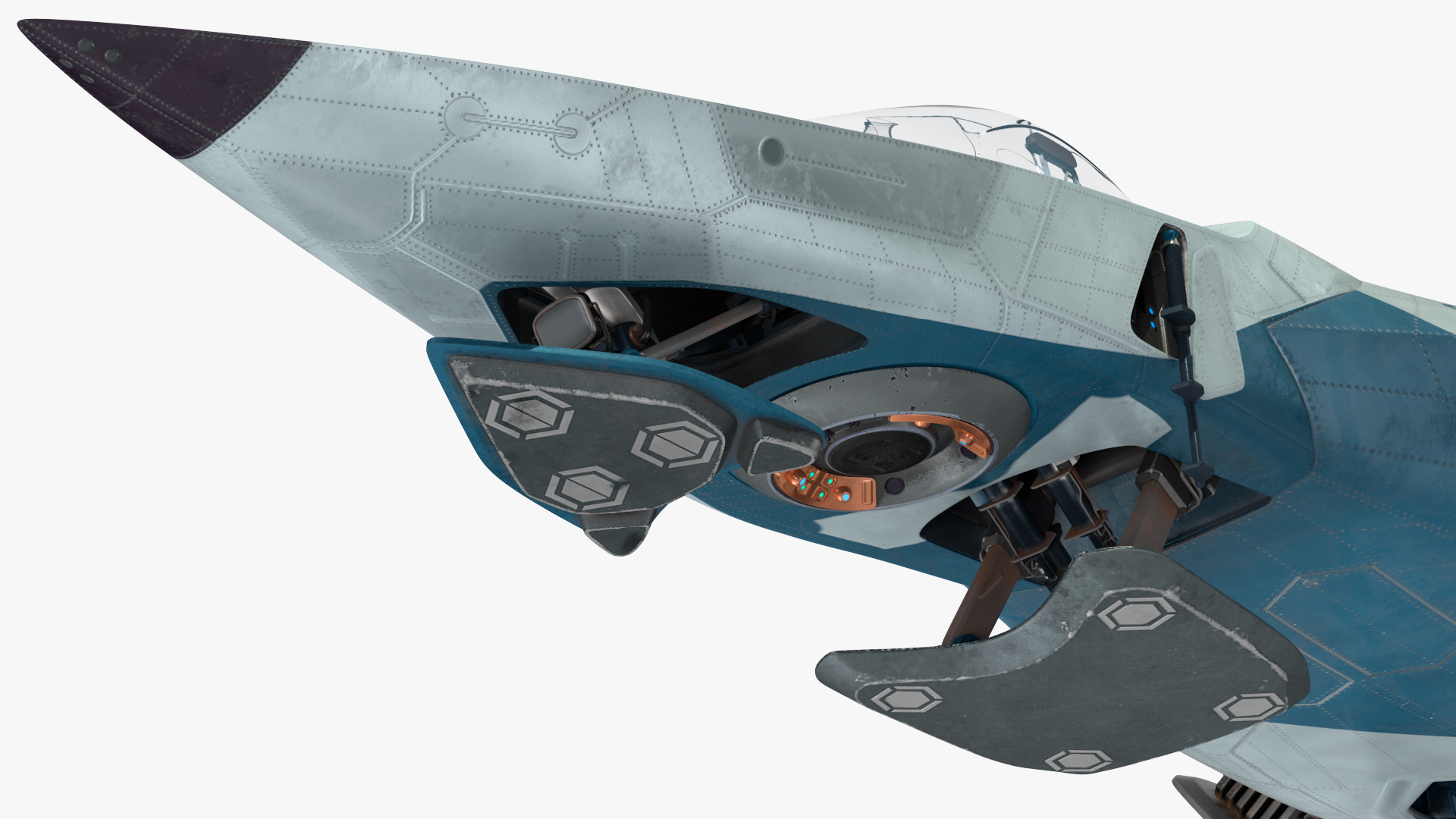 Sci Fi Fighter Jet Blue Rigged for Cinema 4D 3D model