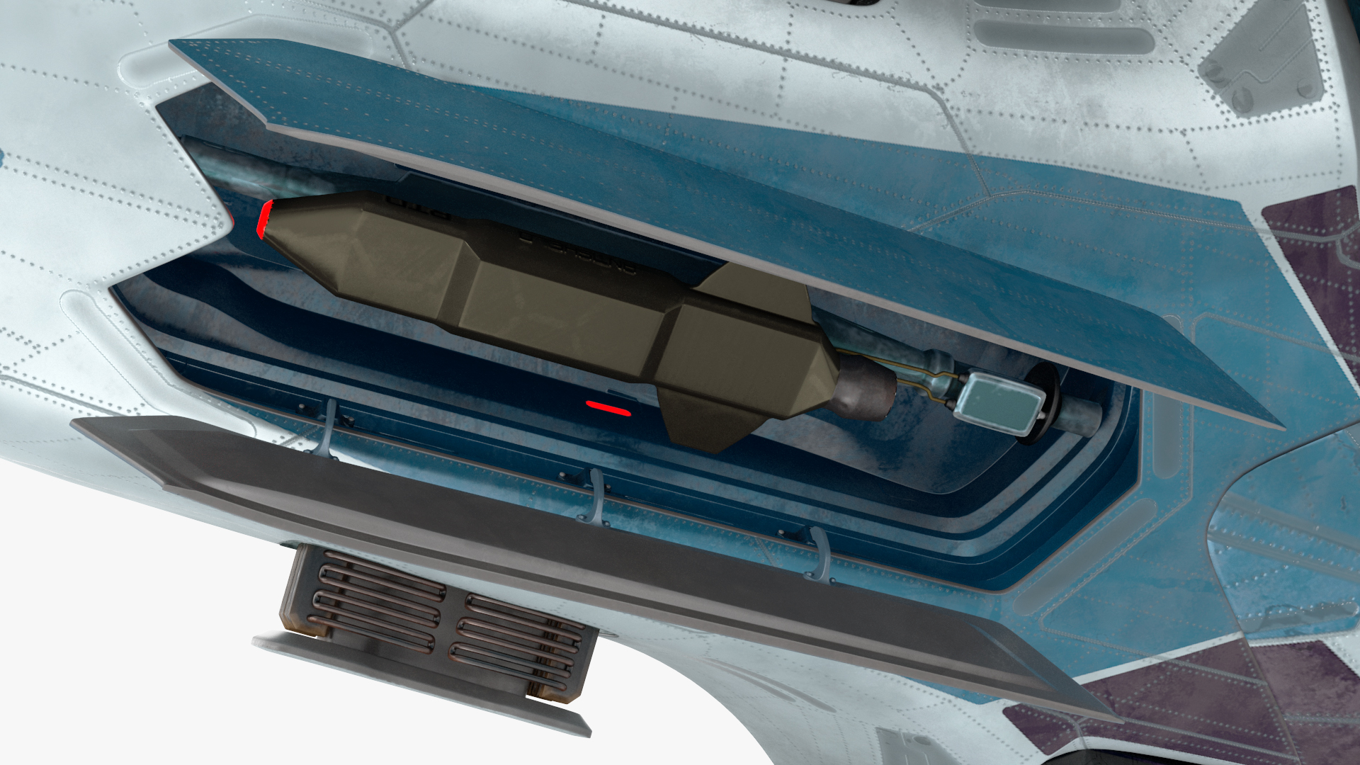 Sci Fi Fighter Jet Blue Rigged for Cinema 4D 3D model